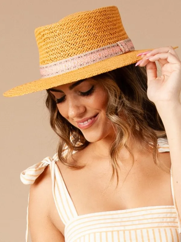 SEASIDE WIDE BRIM BOATER-TAN sold by Lucca Couture