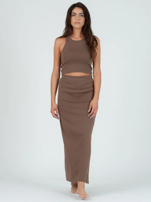 KENDALL PENCIL SKIRT-ESPRESSO sold by Lucca Couture