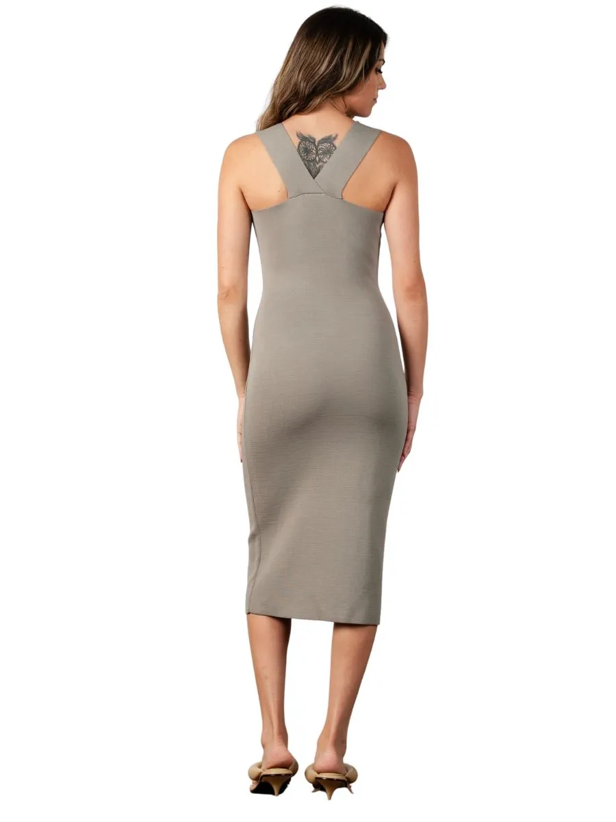 CANNA LILY KNIT DRESS-KHAKI sold by Lucca Couture product image thumbnail 3