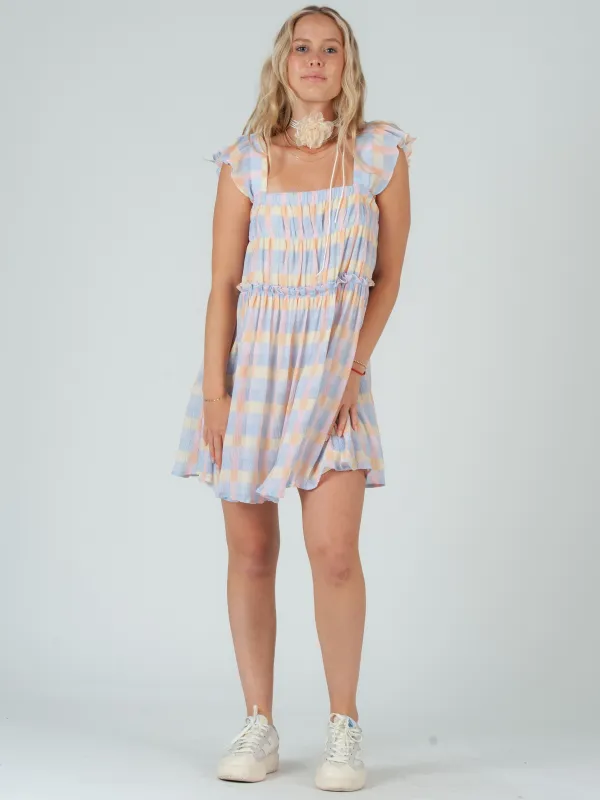 PENELOPE GINGHAM MINI DRESS-PASTEL sold by Lucca Couture