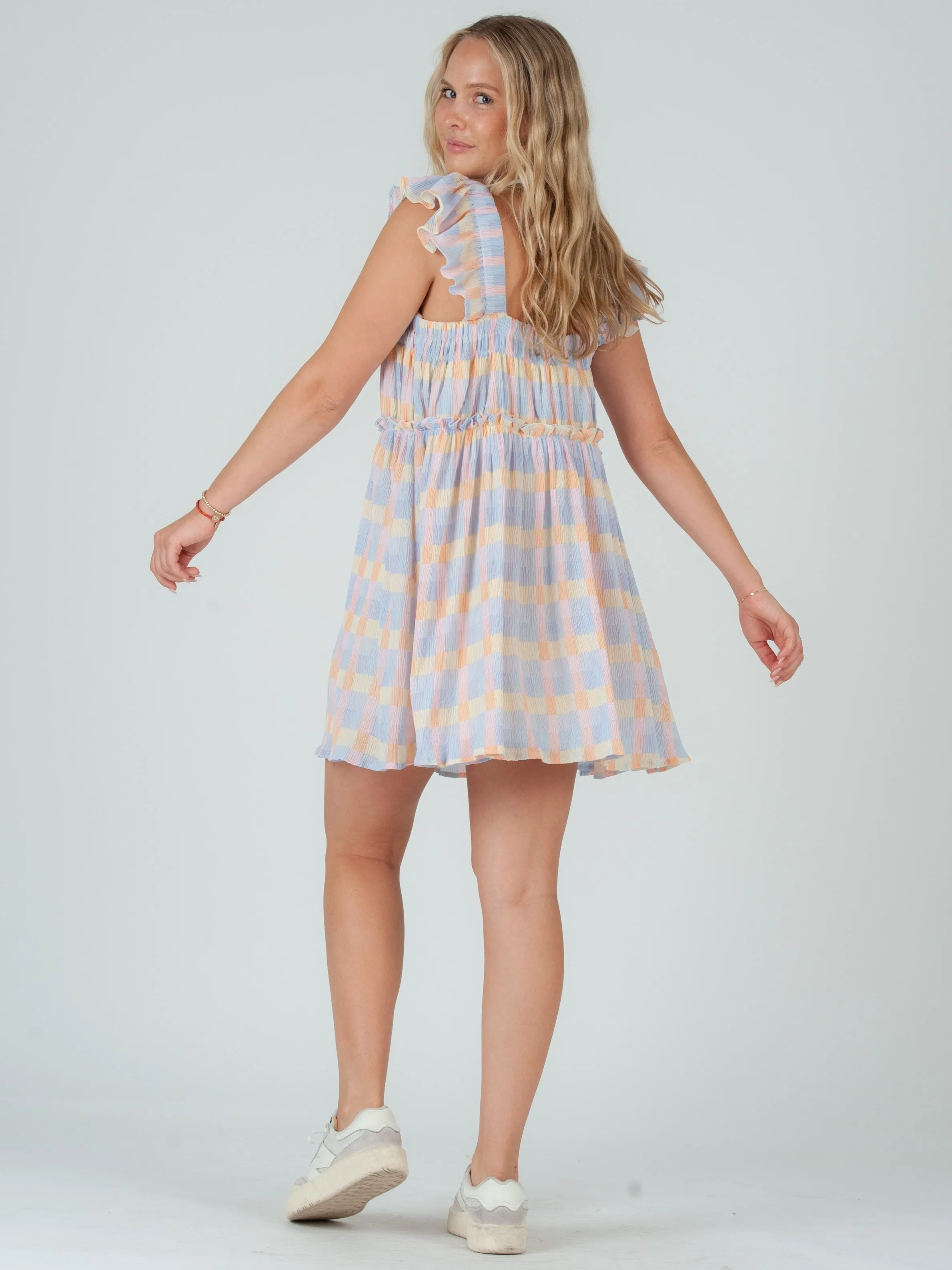 PENELOPE GINGHAM MINI DRESS-PASTEL sold by Lucca Couture product image thumbnail 4