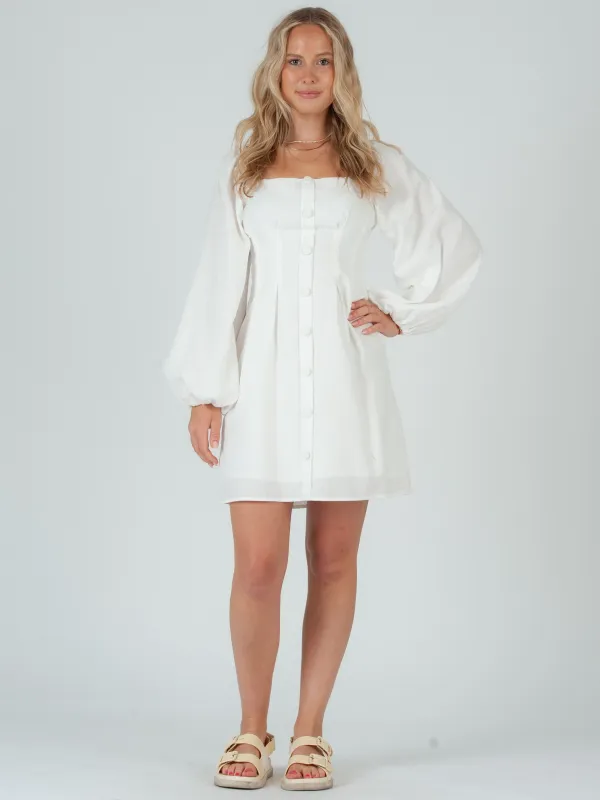 Women’s White Linen Button Down Dress sold by Lucca Couture
