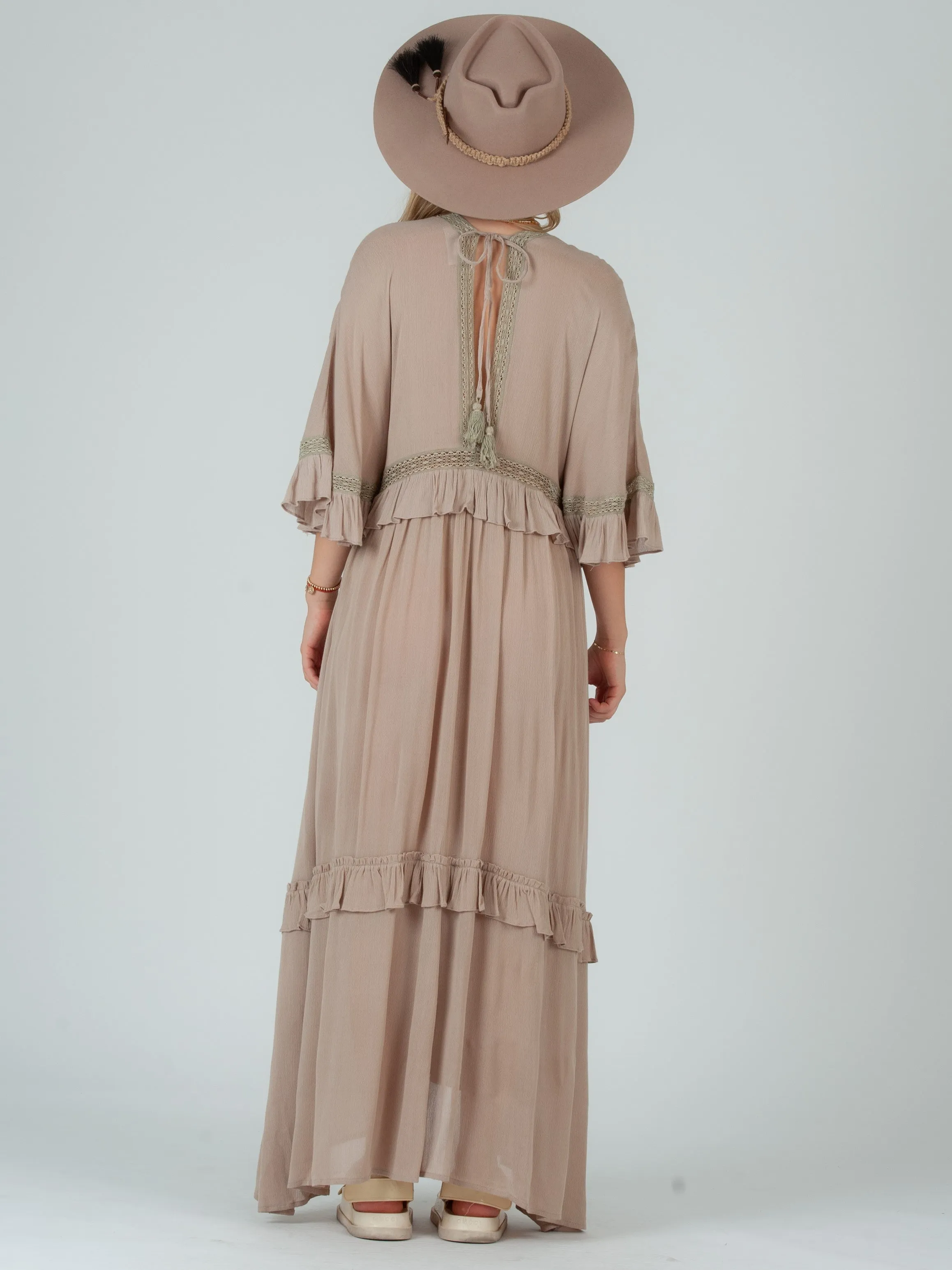 ESTELLE BOHO RUFFLE DRESS-SAND sold by Lucca Couture product image thumbnail 3