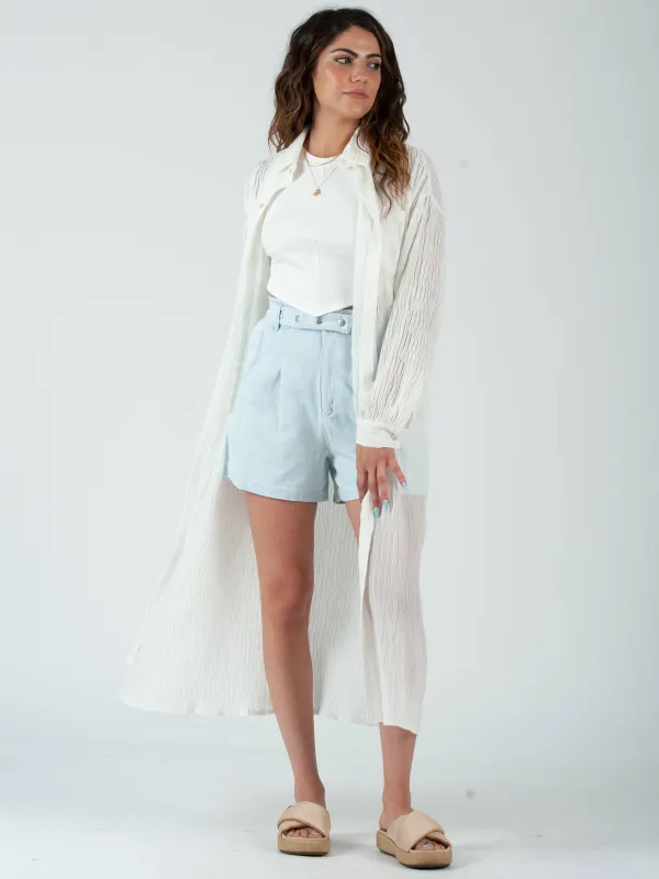 LOLA RIPPLE EFFECT BUTTON DOWN-WHITE sold by Lucca Couture