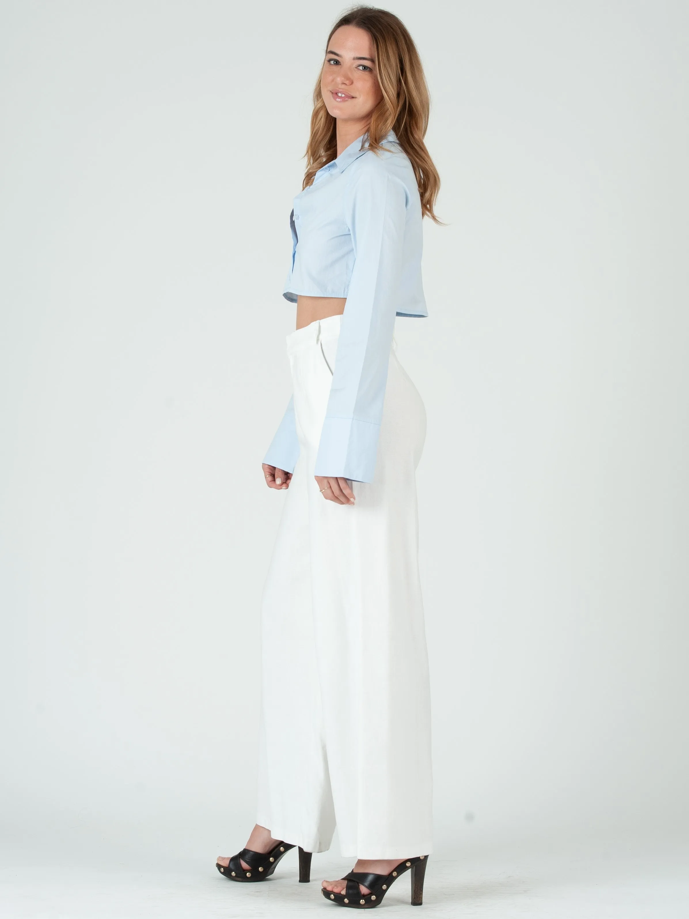 ELLIANA HIGH WAISTED PANT-WHITE sold by Lucca Couture product image thumbnail 5