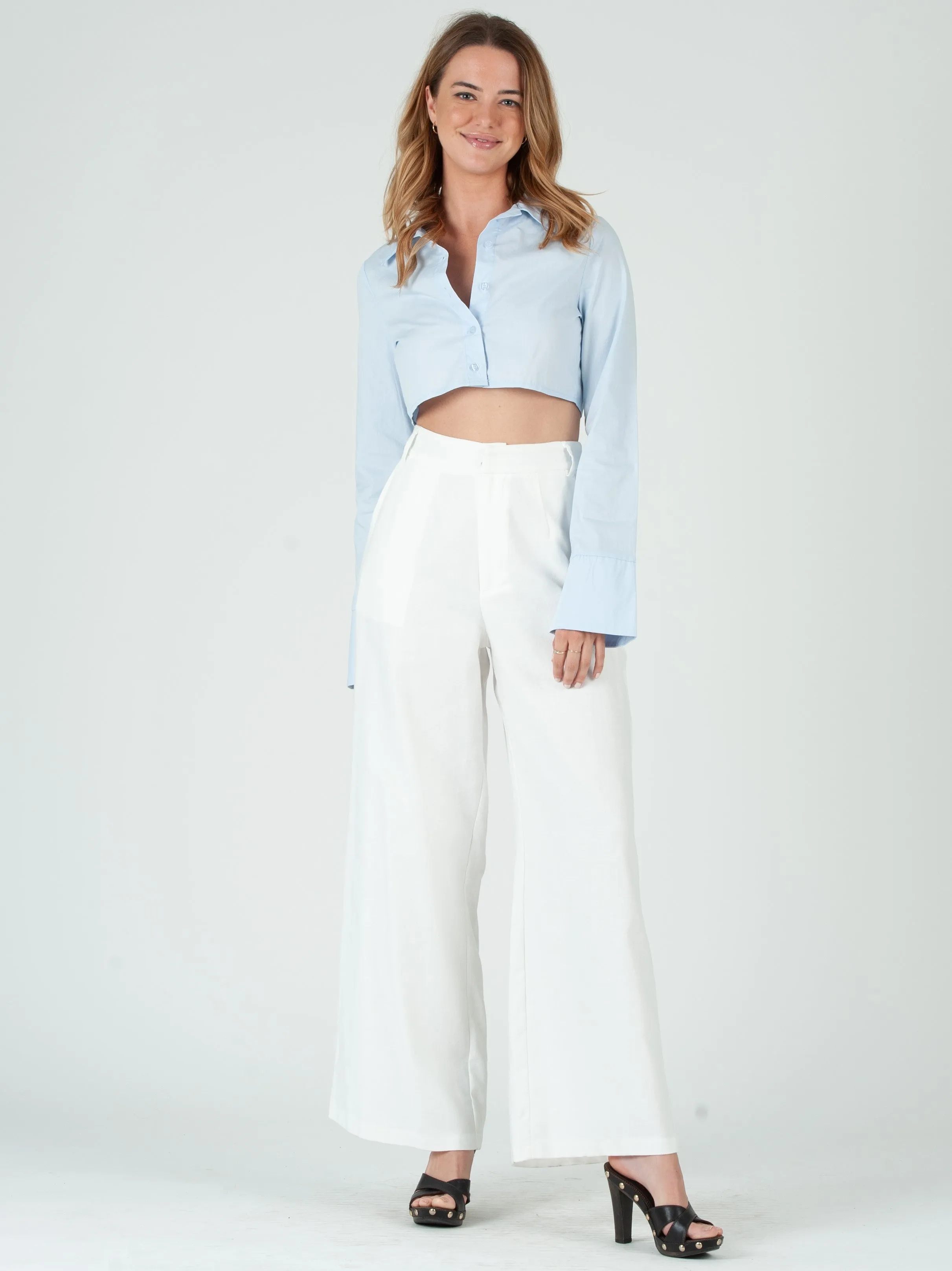 ELLIANA HIGH WAISTED PANT-WHITE sold by Lucca Couture product image thumbnail 4