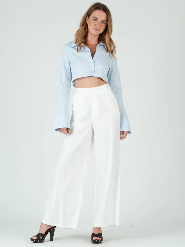 ELLIANA HIGH WAISTED PANT-WHITE sold by Lucca Couture