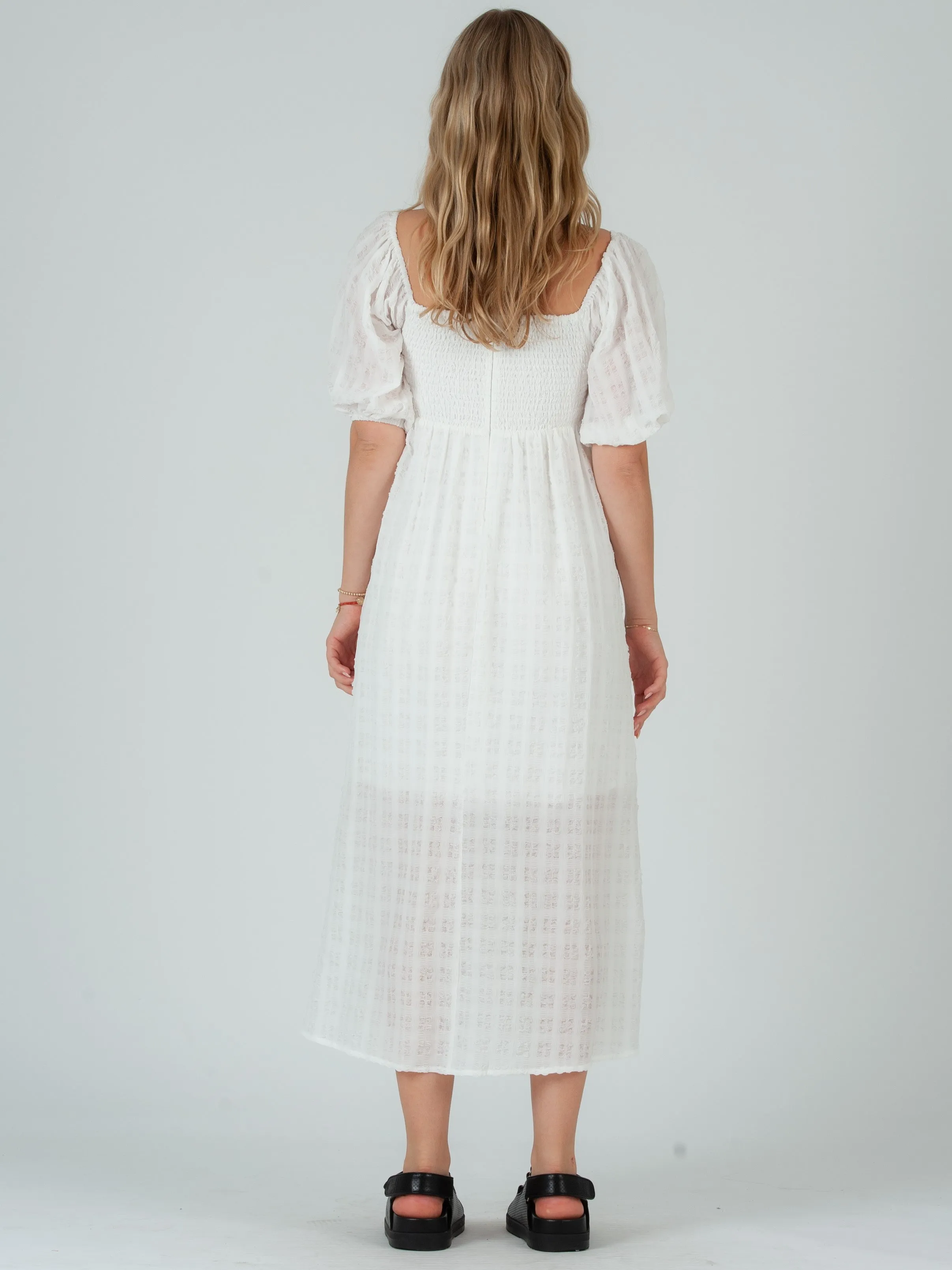 CLARA PUFF SLEEVE TWIST TOP MIDI DRESS-COTTON sold by Lucca Couture product image thumbnail 3