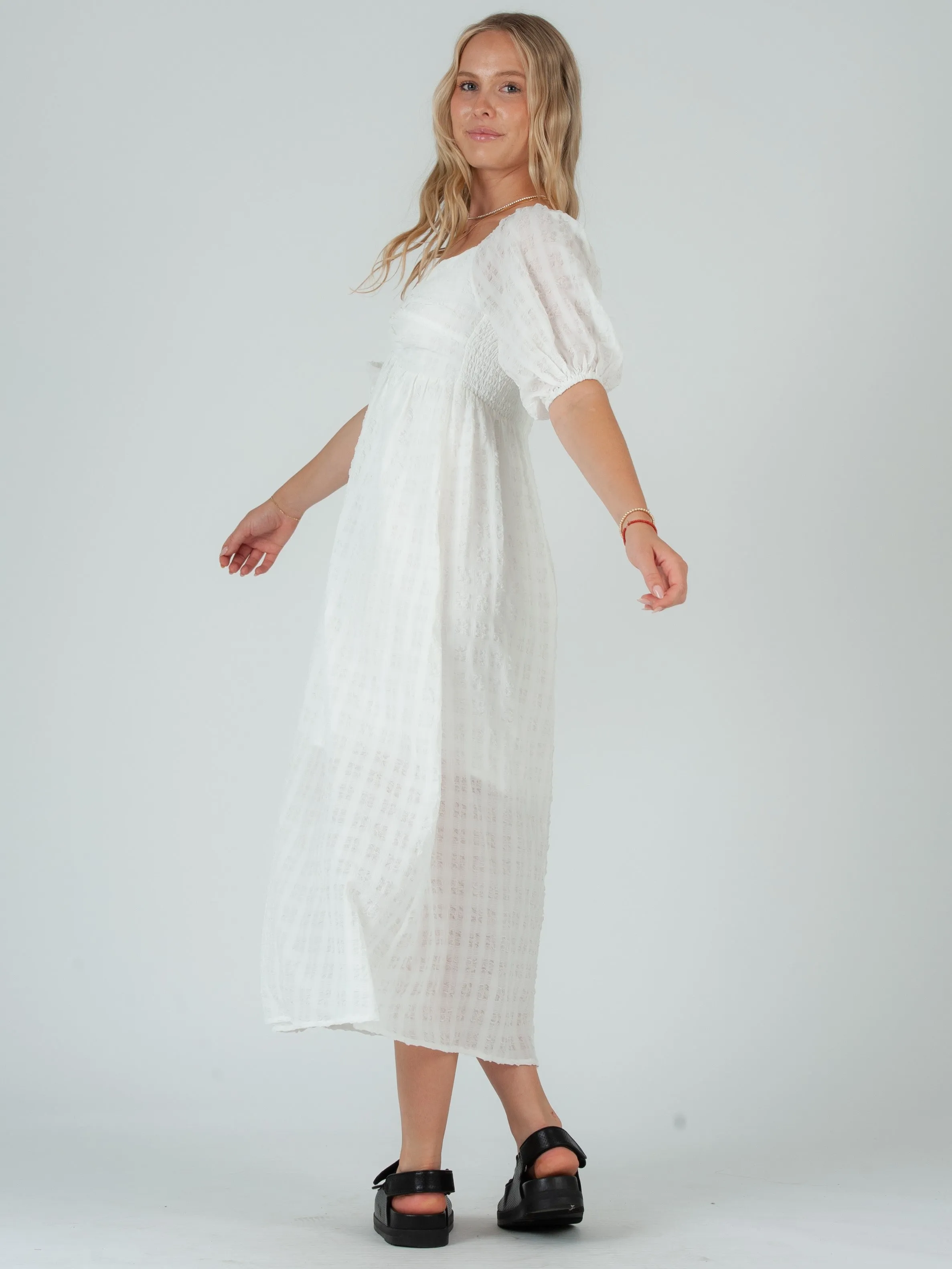 CLARA PUFF SLEEVE TWIST TOP MIDI DRESS-COTTON sold by Lucca Couture product image thumbnail 5