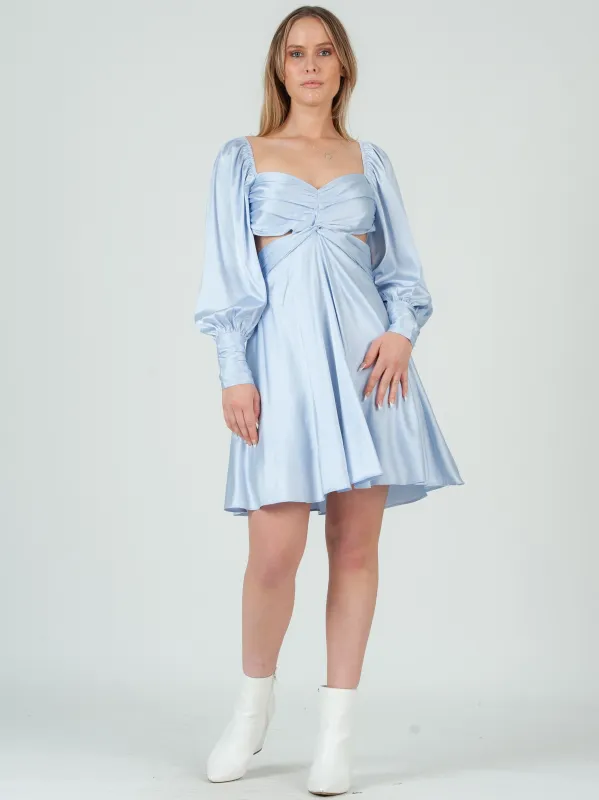 JACINDA LONG SLEEVE MINI DRESS-POWDER sold by Lucca Couture