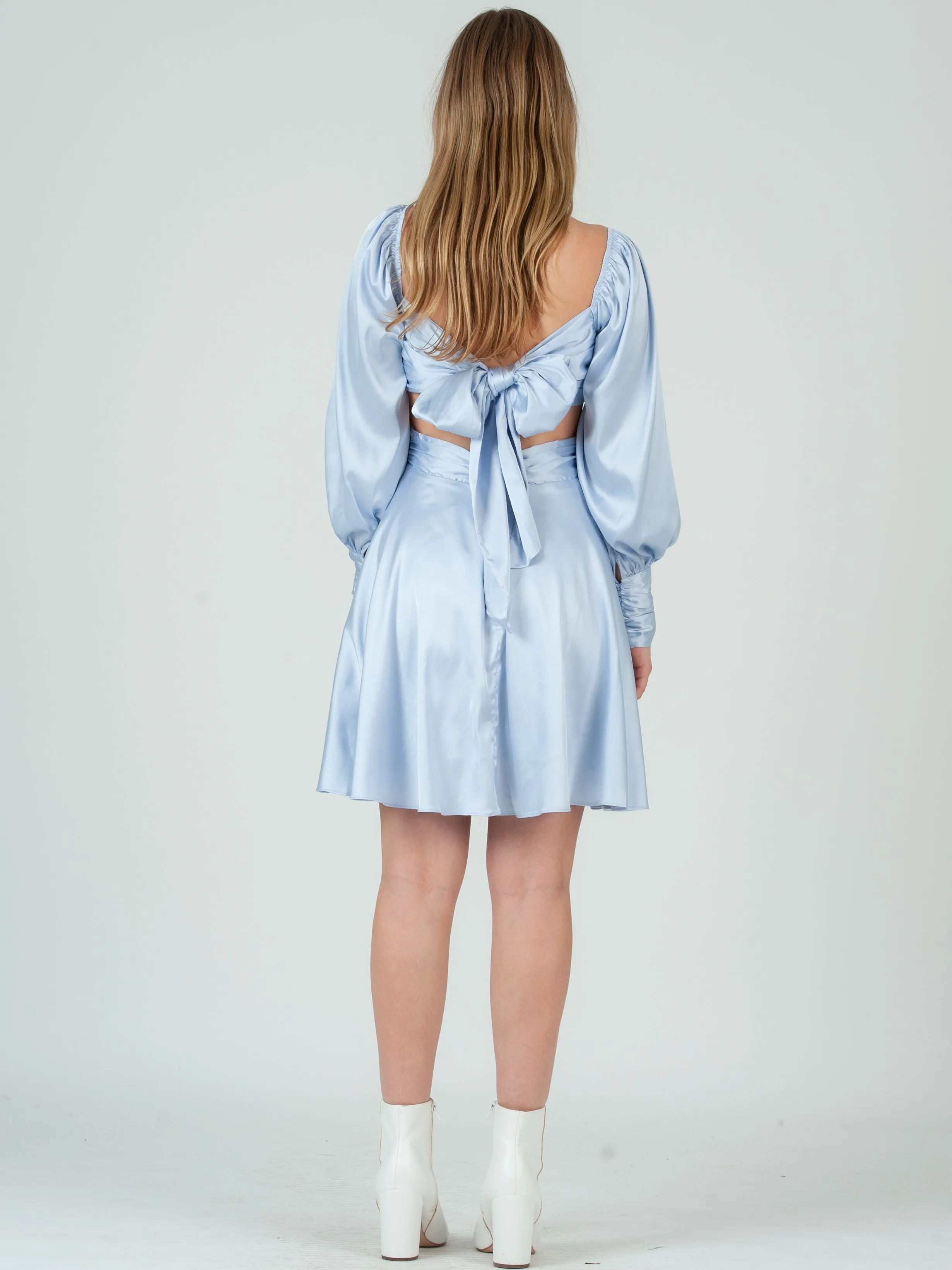 JACINDA LONG SLEEVE MINI DRESS-POWDER sold by Lucca Couture product image thumbnail 3