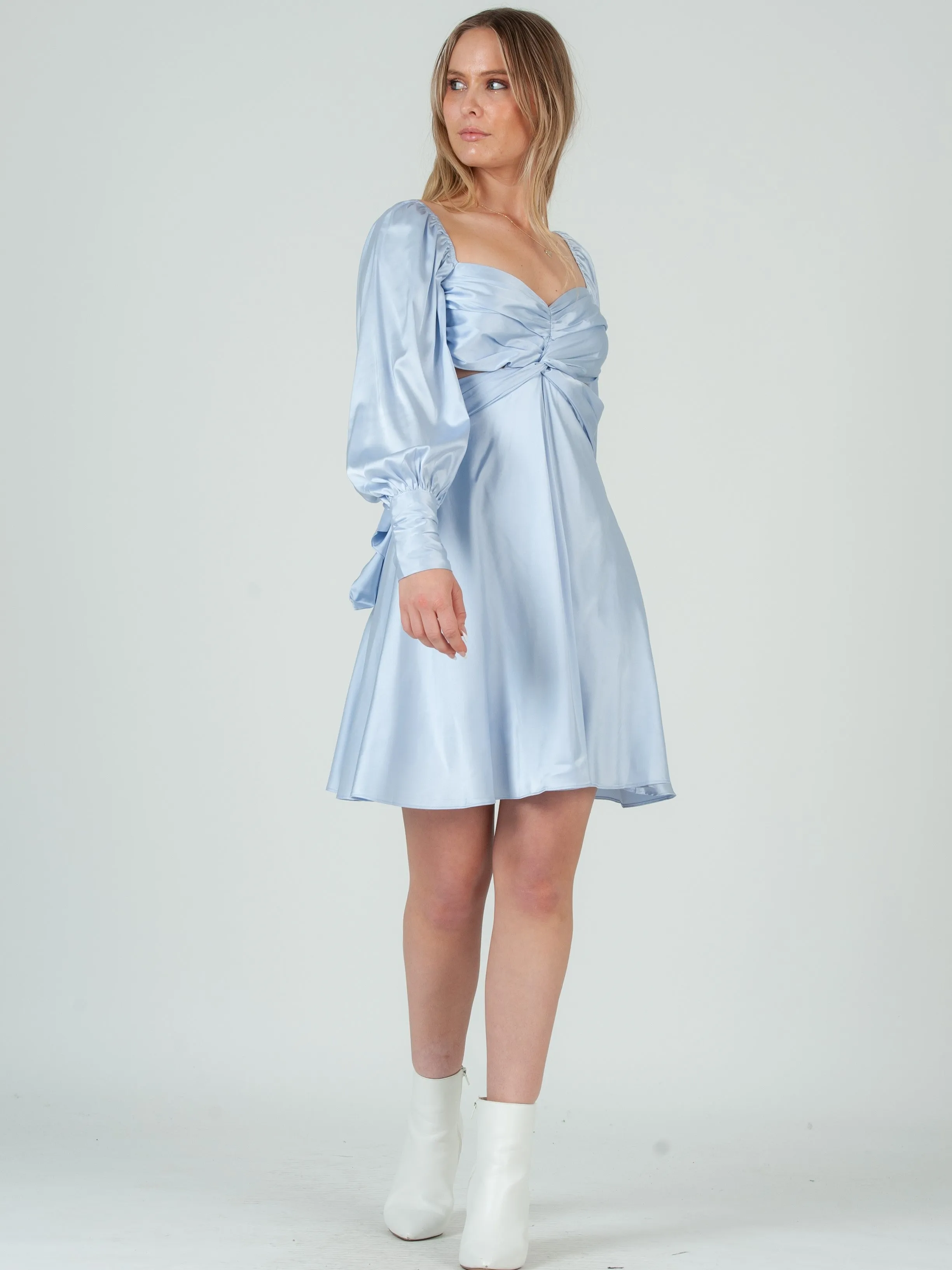 JACINDA LONG SLEEVE MINI DRESS-POWDER sold by Lucca Couture product image thumbnail 4