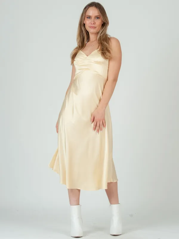 SATEEN MIDI SLIP DRESS-CHIFFON sold by Lucca Couture