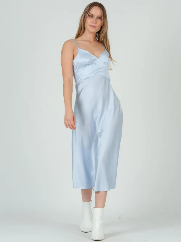 SATEEN MIDI SLIP DRESS-POWDER sold by Lucca Couture
