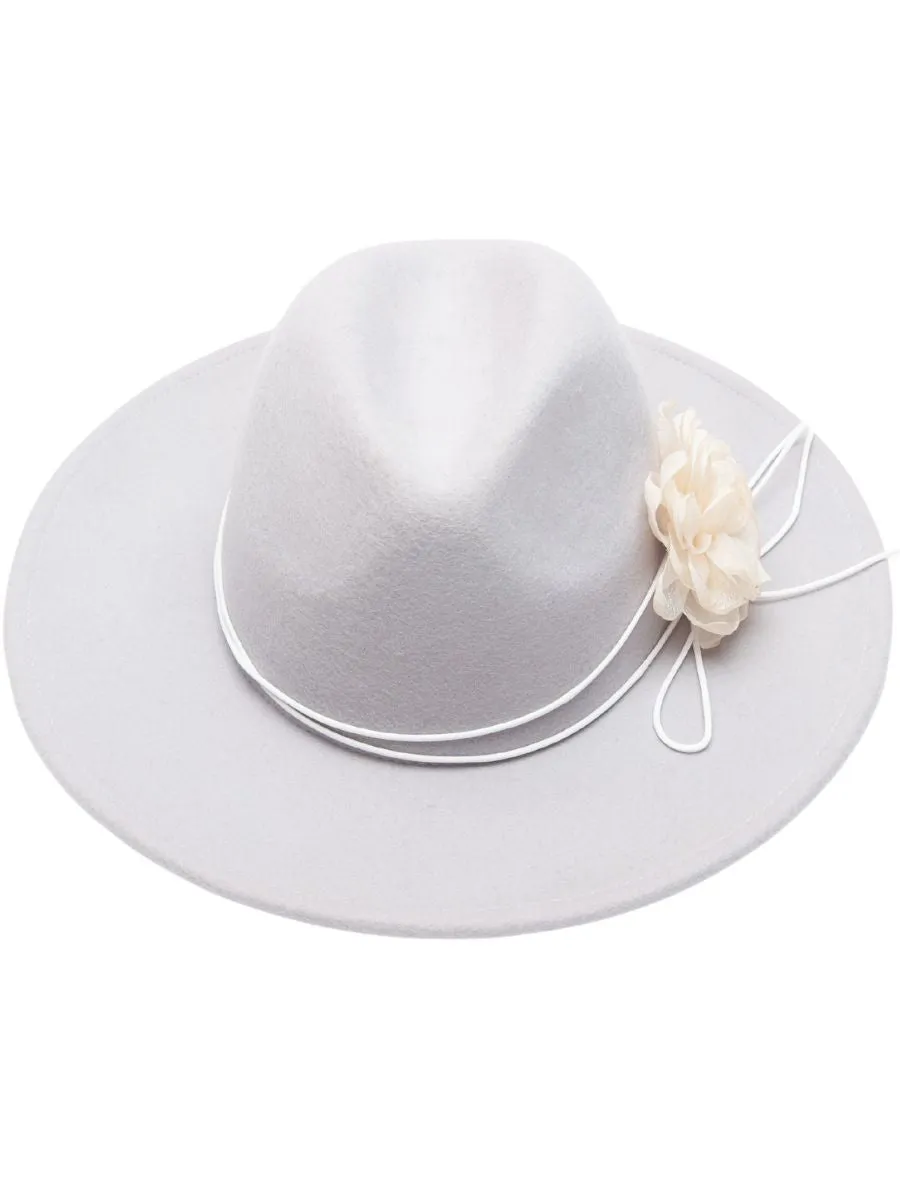 PATSY WOOL FEDORA WITH FLORAL TRIM sold by Lucca Couture product image thumbnail 3