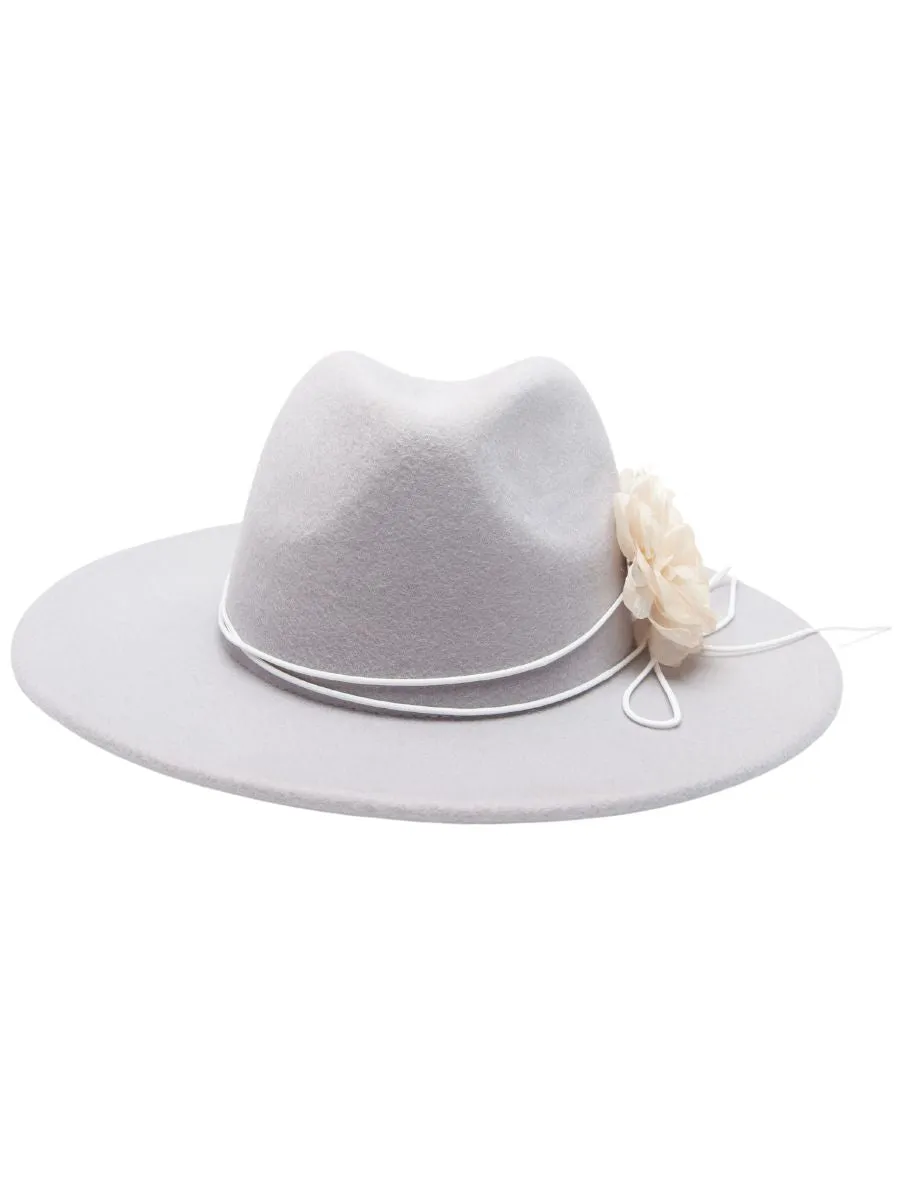 PATSY WOOL FEDORA WITH FLORAL TRIM sold by Lucca Couture product image thumbnail 2