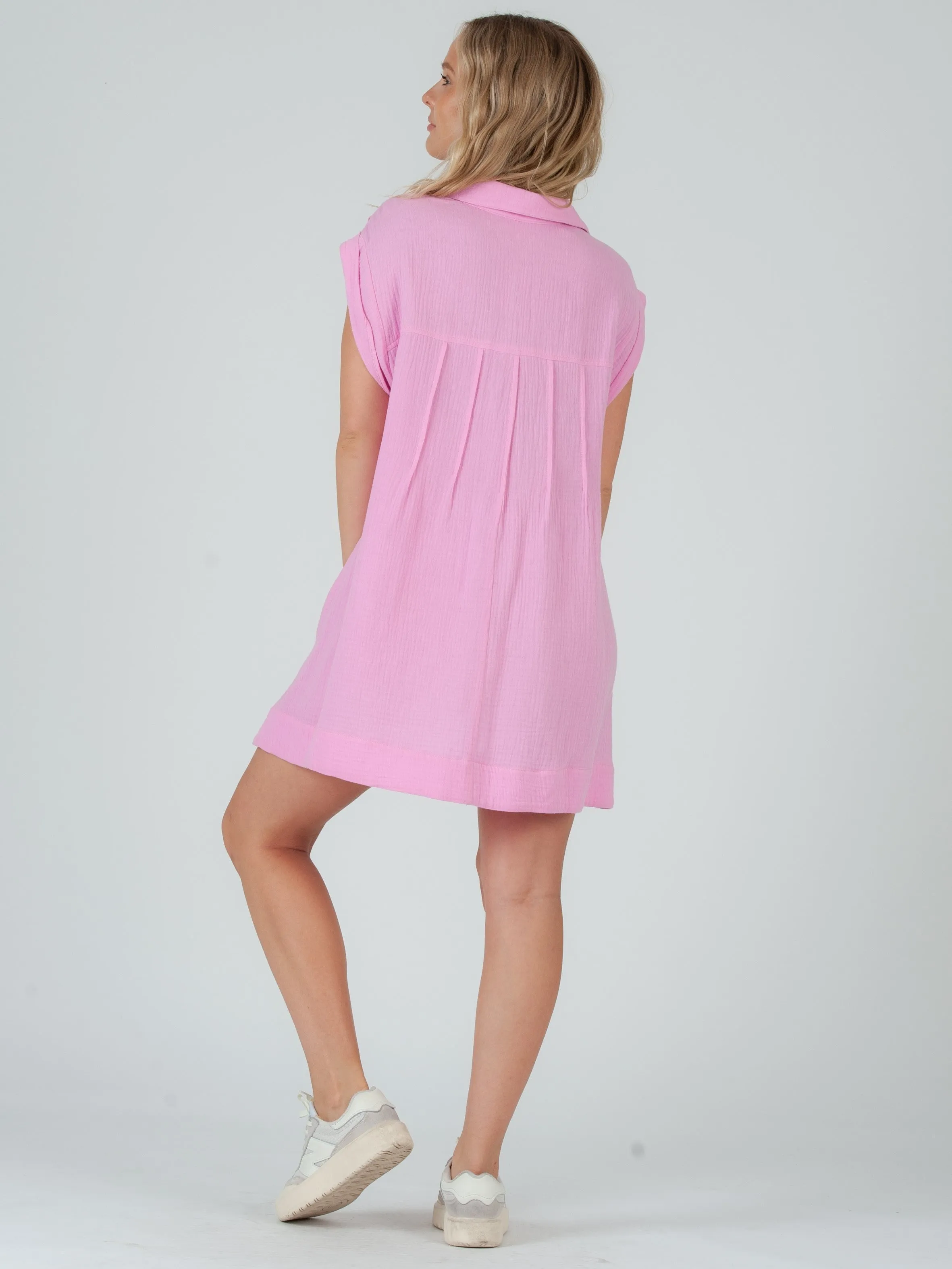 GABRIELA BUTTON DOWN TUNIC-PINK sold by Lucca Couture product image thumbnail 4