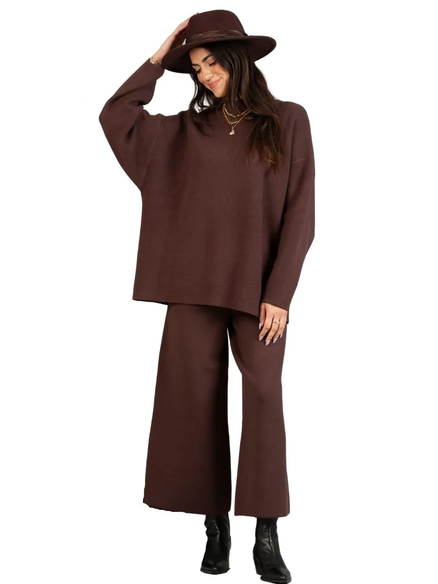 MERI MOCK NECK SWEATER-BROWN sold by Lucca Couture