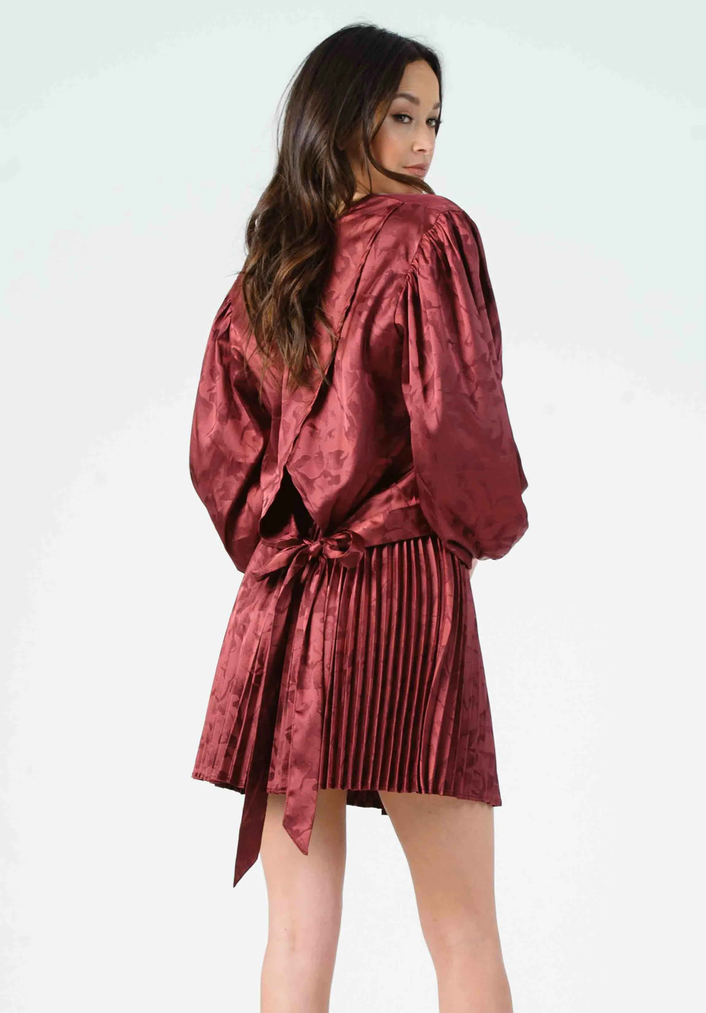 SANDY BACK TIE BLOUSE-MAROON sold by Lucca Couture product image thumbnail 2