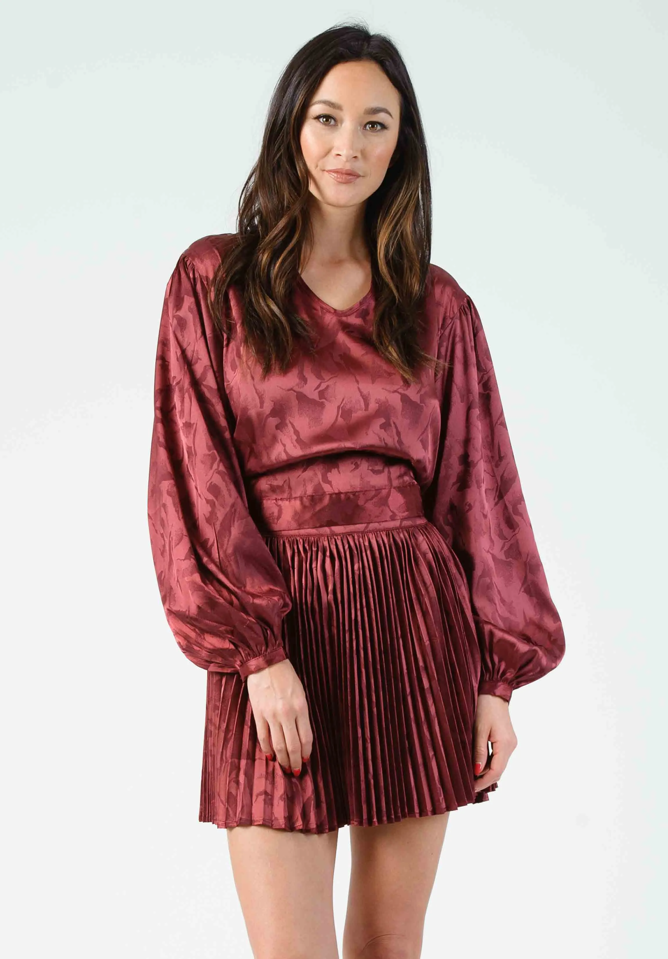 SANDY BACK TIE BLOUSE-MAROON sold by Lucca Couture product image thumbnail 3
