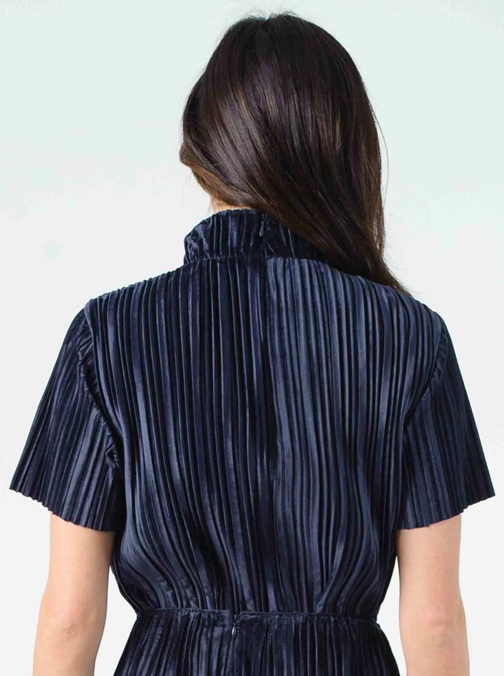 MARTY MOCK NECK TOP-NAVY VELVET sold by Lucca Couture product image thumbnail 2