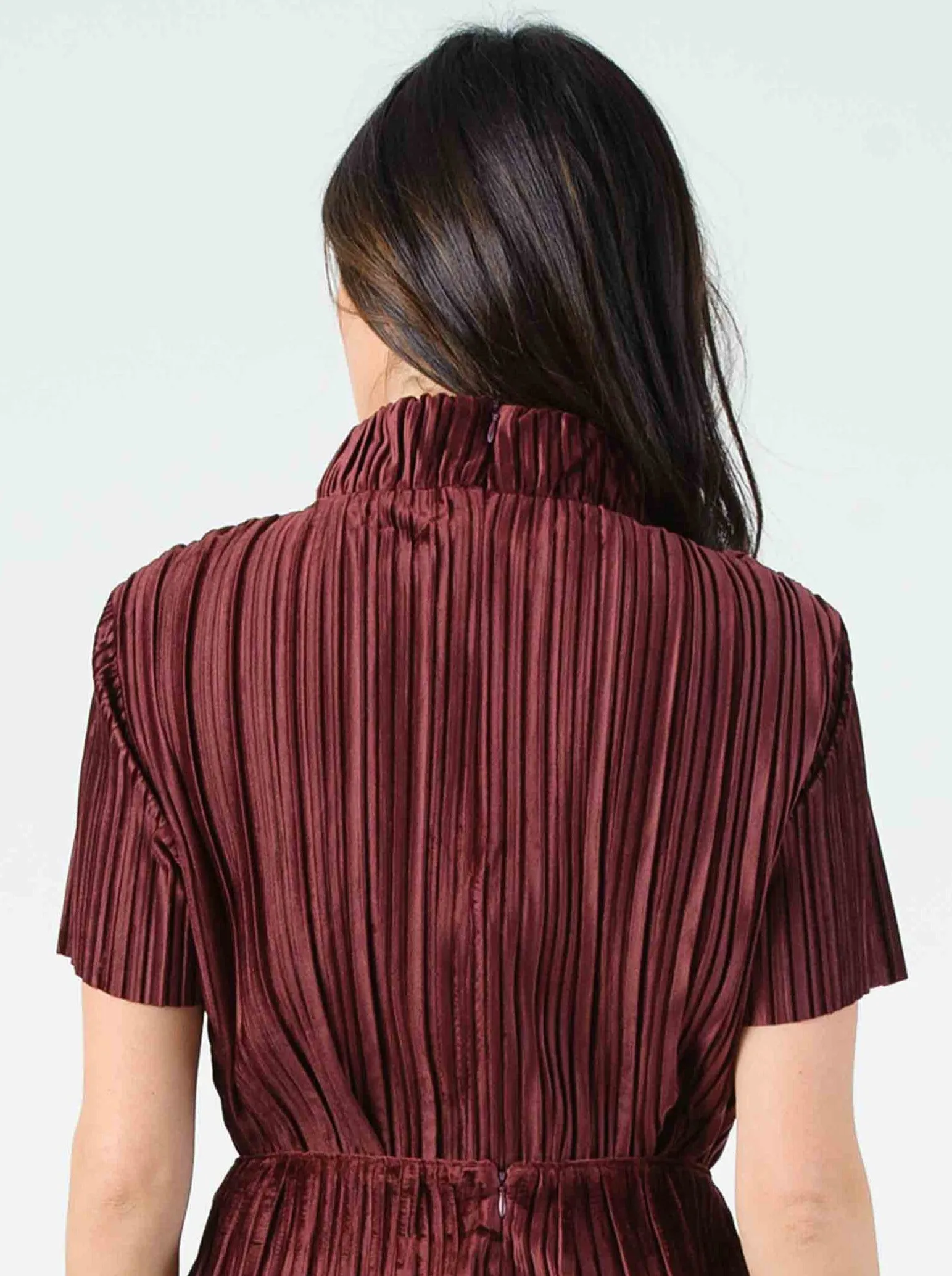 MARTY MOCK NECK TOP-BURGUNDY VELVET sold by Lucca Couture product image thumbnail 2