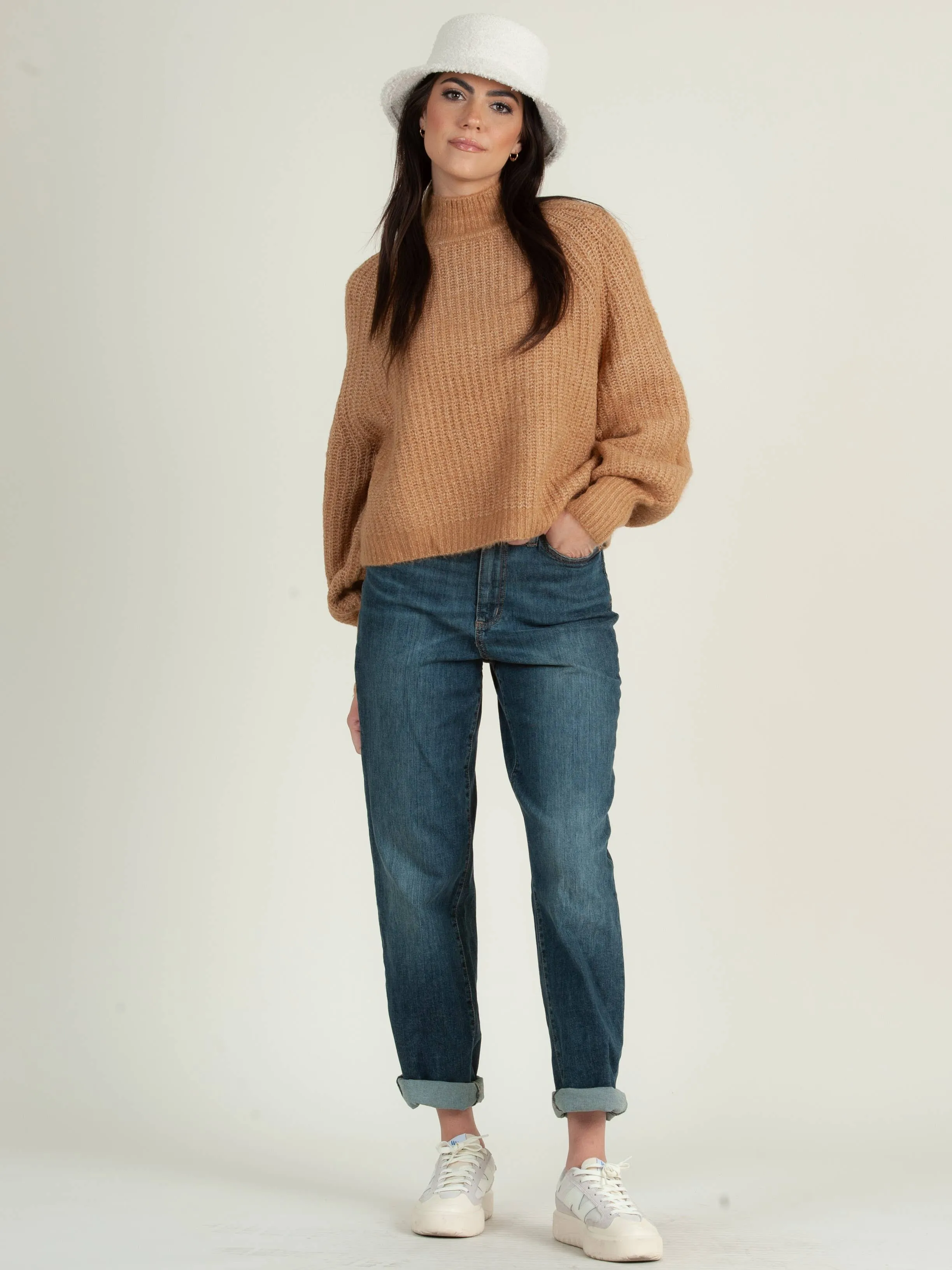 BONNIE MOCK NECK SWEATER-CAMEL sold by Lucca Couture