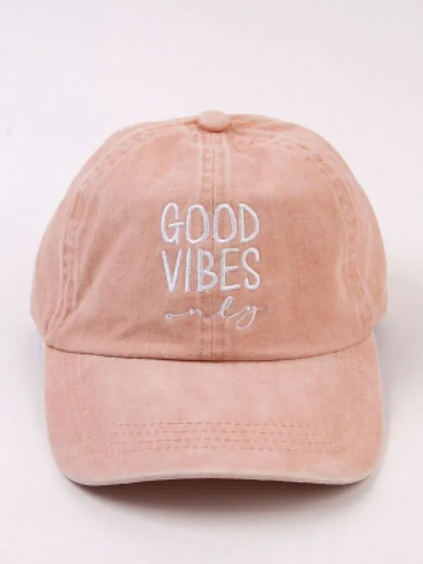 GOOD VIBES BB CAP-BLUSH PINK sold by Lucca Couture