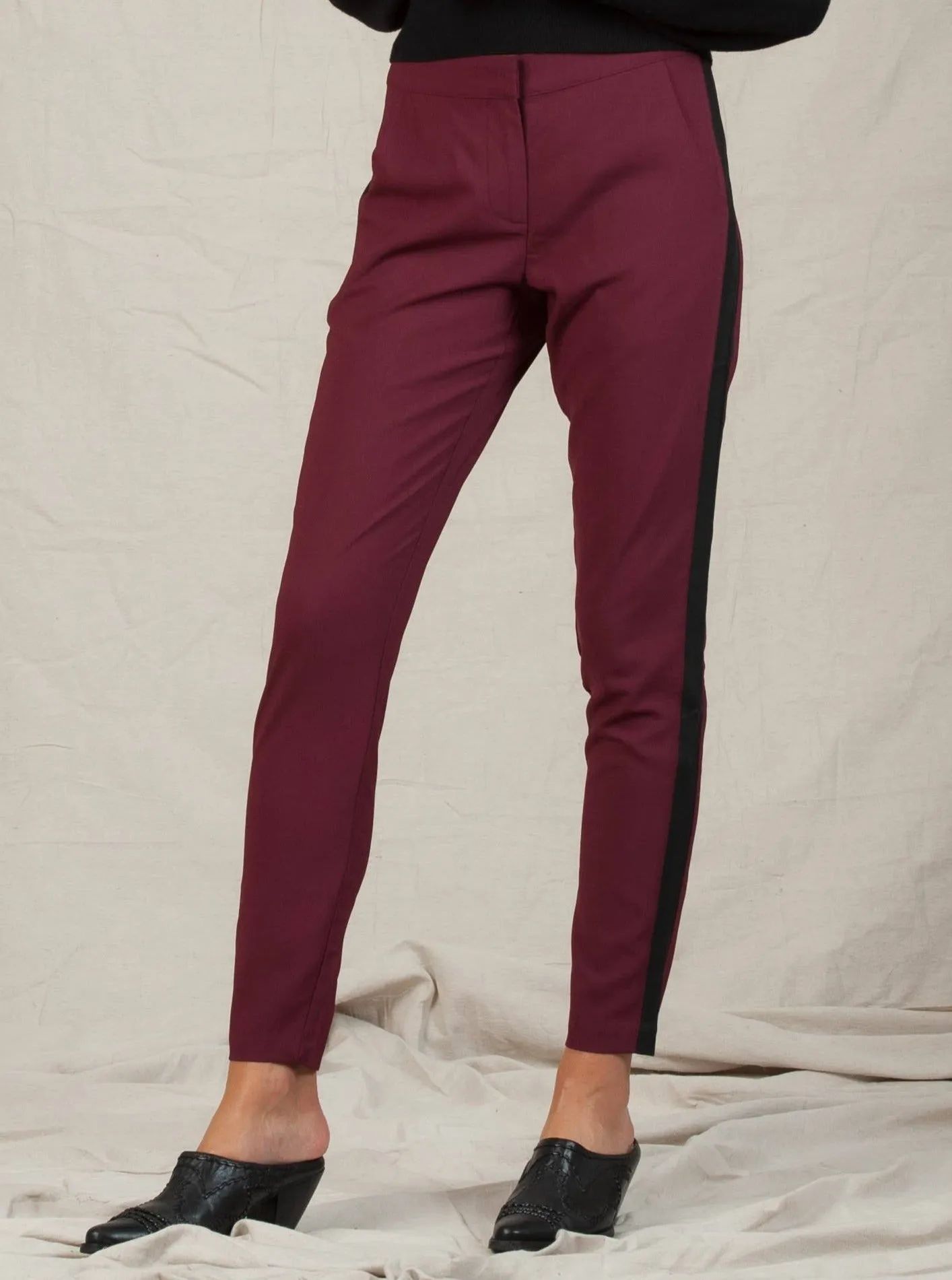 LILA SIDE STRIPE PANT-PLUM sold by Lucca Couture
