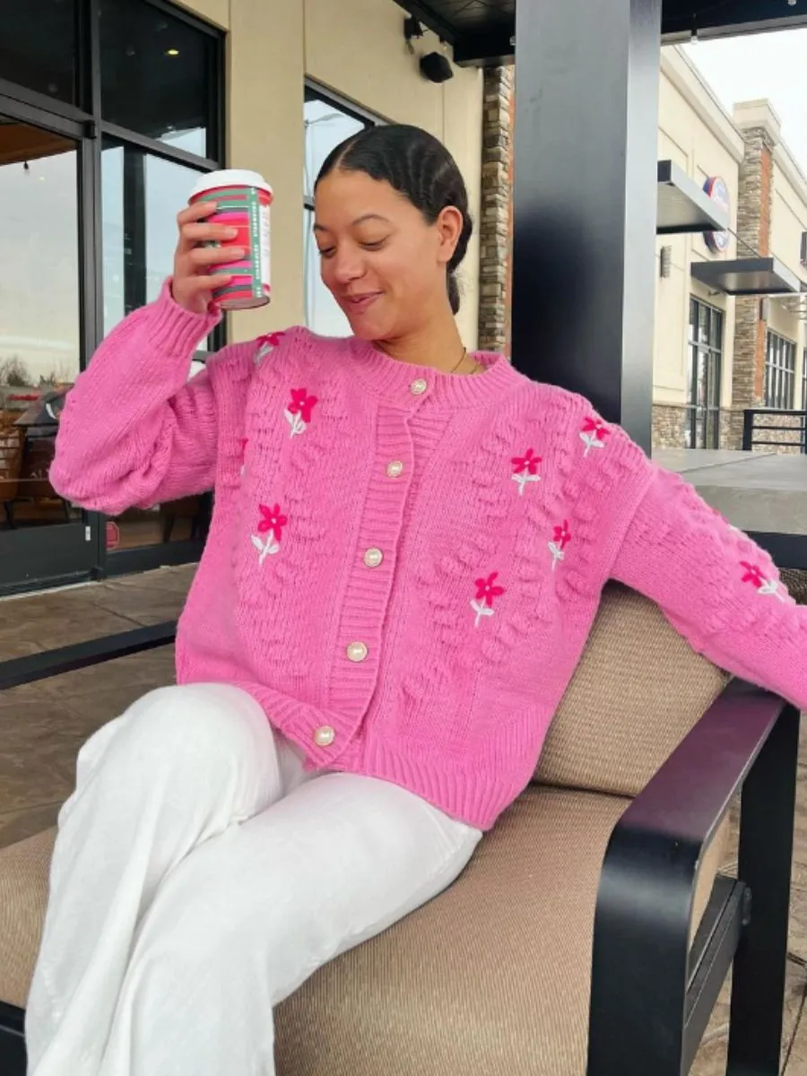 Women's Floral Embroidered Sweater Cardigan sold by Lucca Couture product image thumbnail 2