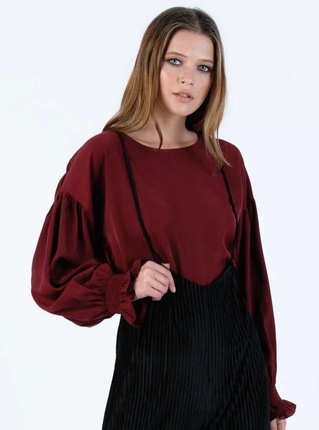 AUTUMN BLOUSE-BURGUNDY sold by Lucca Couture