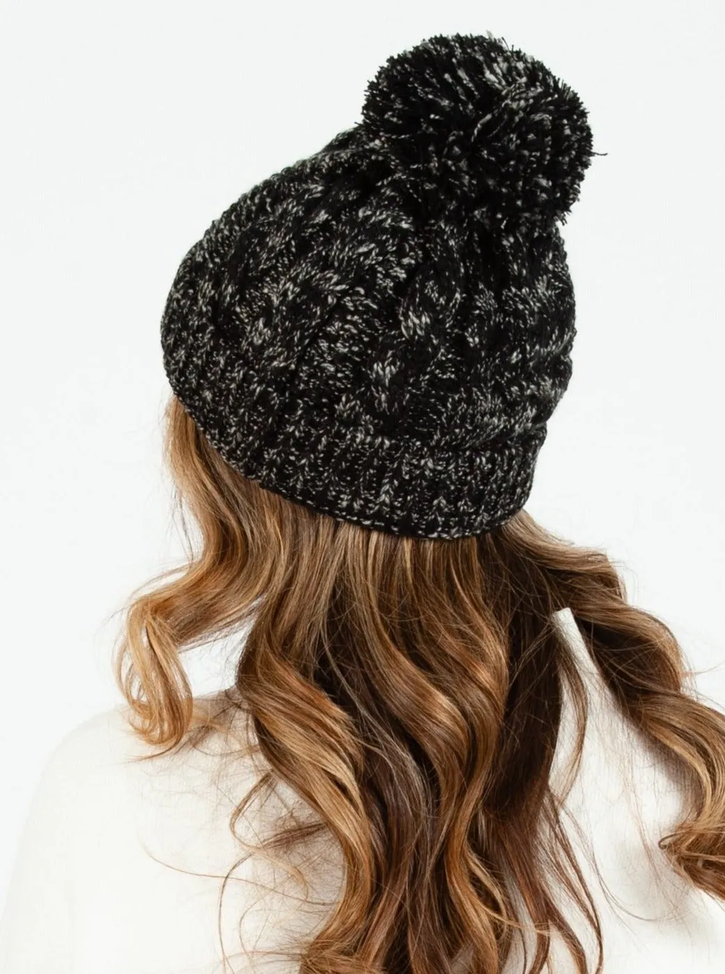 BLANCA KNIT POM POM BEANIE-BLACK sold by Lucca Couture product image thumbnail 3