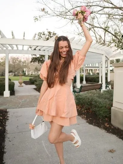 WHITNEY PUFF SLEEVE CUTOUT DRESS-D.CORAL sold by Lucca Couture product image thumbnail 2