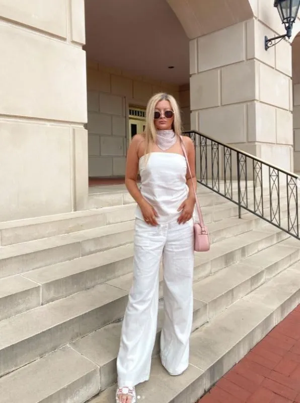 ELLIANA STRAPLESS TOP AND PANT SET-WHITE sold by Lucca Couture