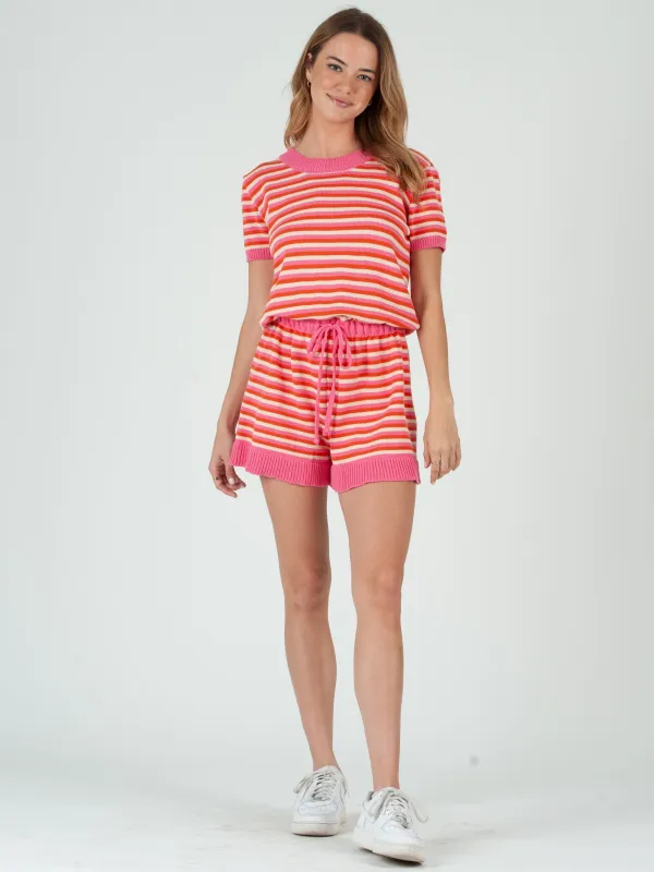 PAULINA RETRO ROMPER-PINK ORANGE sold by Lucca Couture