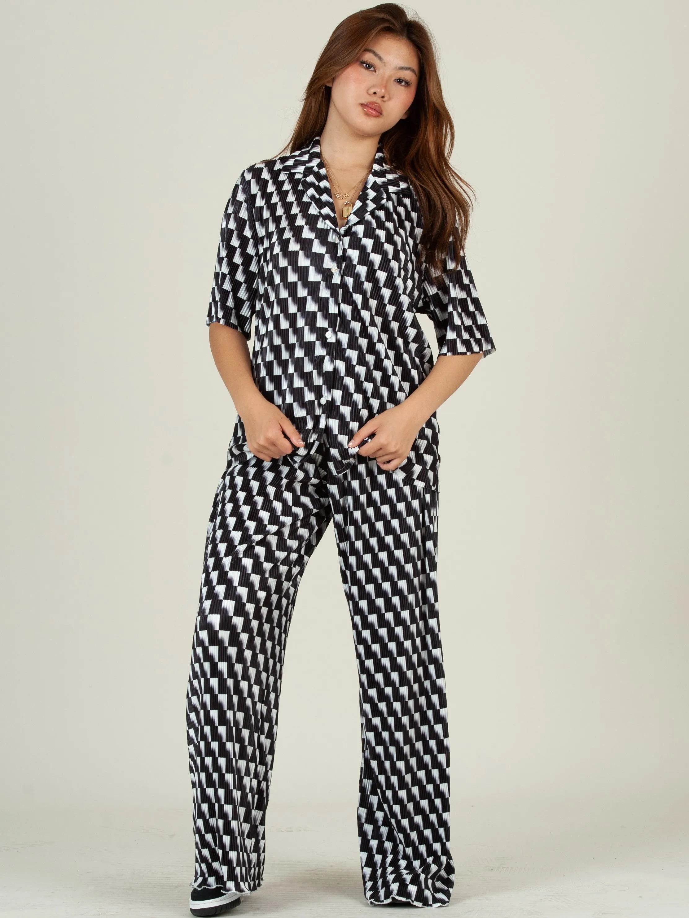 RALEIGH TOP AND PANT SET-BLACK CHECK sold by Lucca Couture