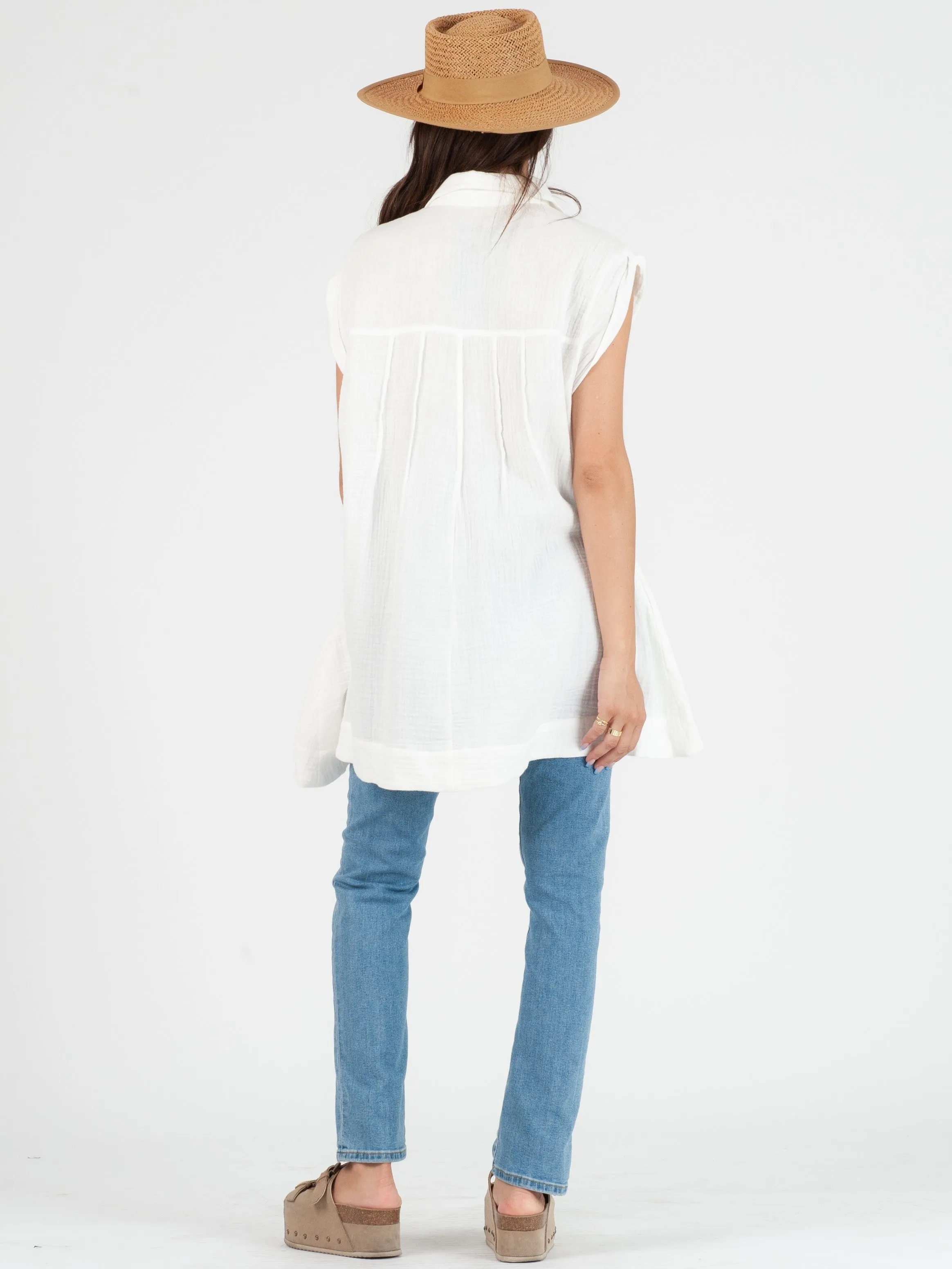 GABRIELA BUTTON DOWN TUNIC-WHITE sold by Lucca Couture product image thumbnail 3