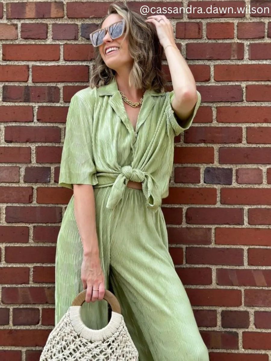 RALEIGH BUTTON DOWN TOP AND PANT SET-KEYLIME sold by Lucca Couture product image thumbnail 2