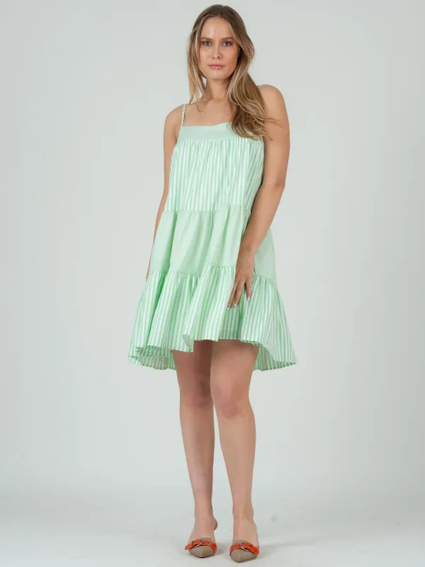MYLAH MIXED STRIPED DRESS-LIME sold by Lucca Couture