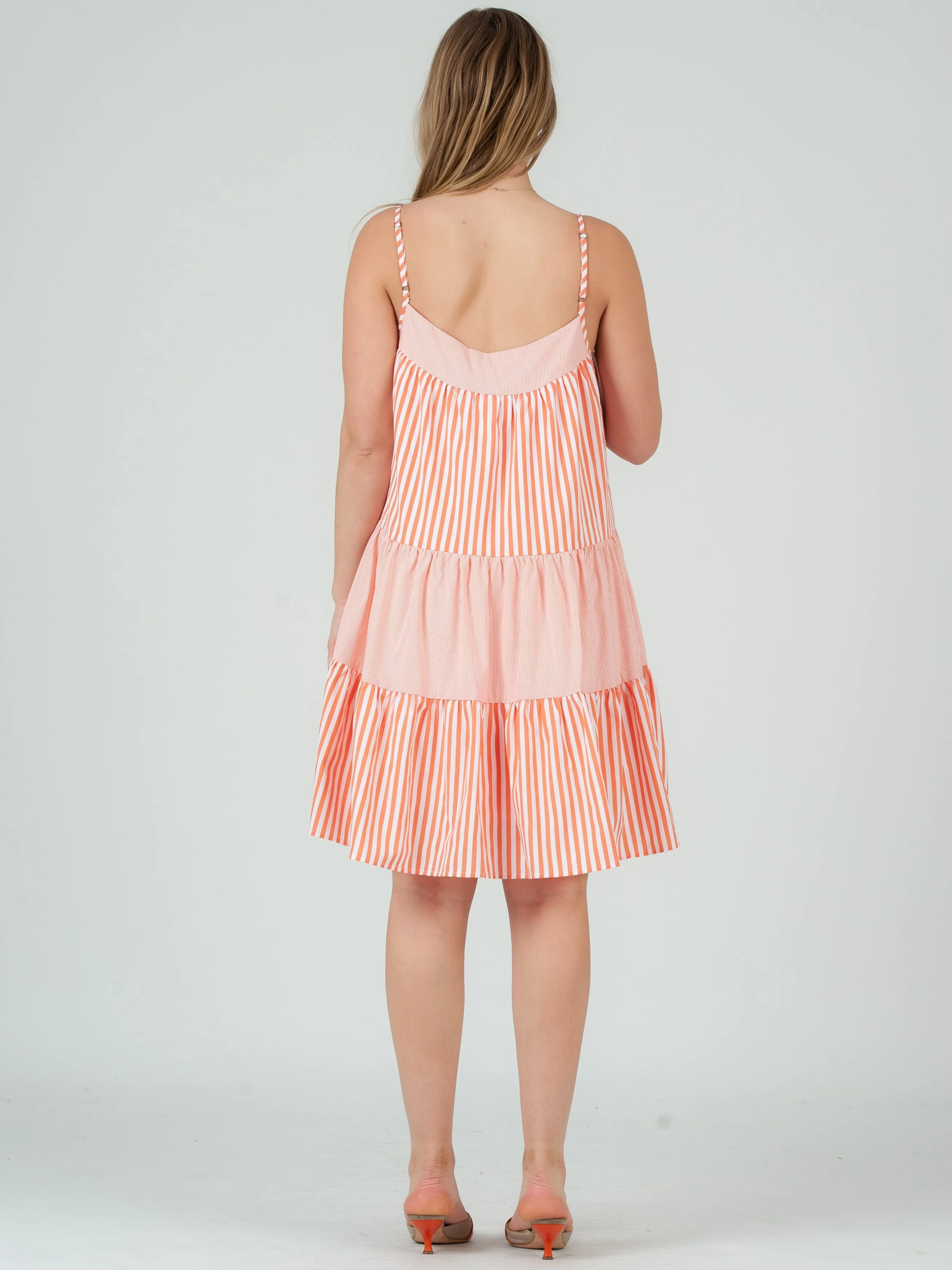 MYLAH MIXED STRIPED DRESS-ORANGE sold by Lucca Couture product image thumbnail 3