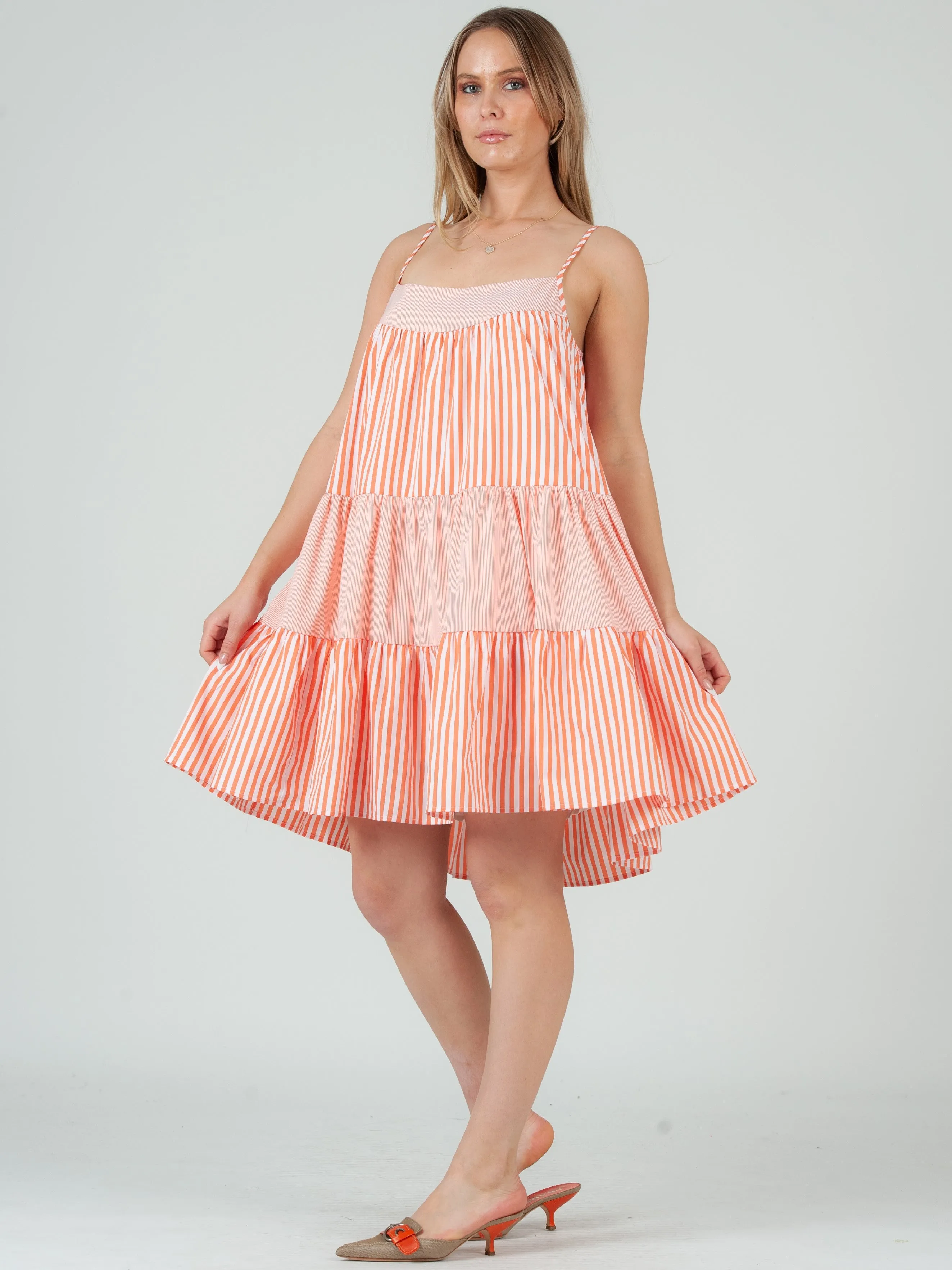 MYLAH MIXED STRIPED DRESS-ORANGE sold by Lucca Couture product image thumbnail 5