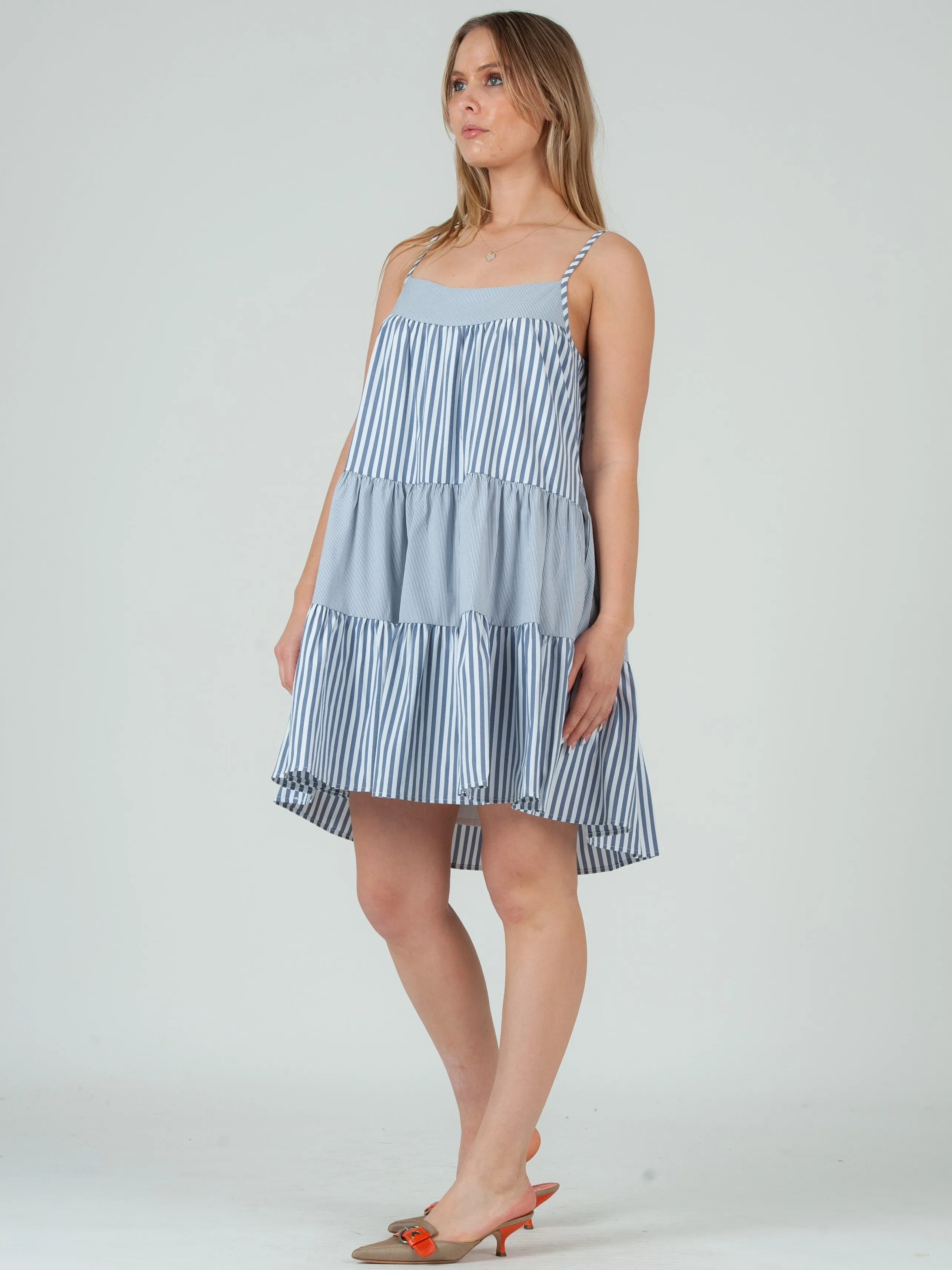 MYLAH MIXED STRIPED DRESS-NAVY sold by Lucca Couture product image thumbnail 2