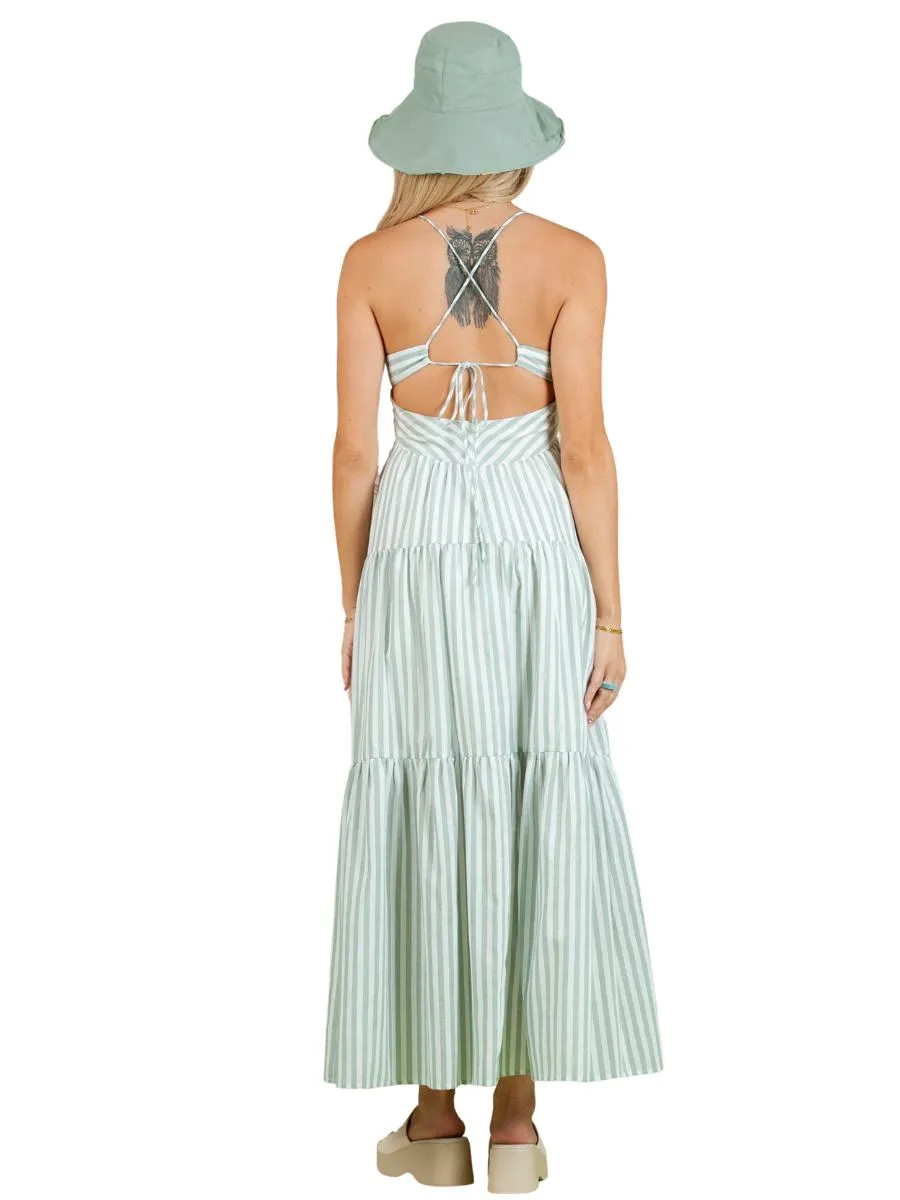 LILAH STRIPED DRESS-SAGE sold by Lucca Couture product image thumbnail 4