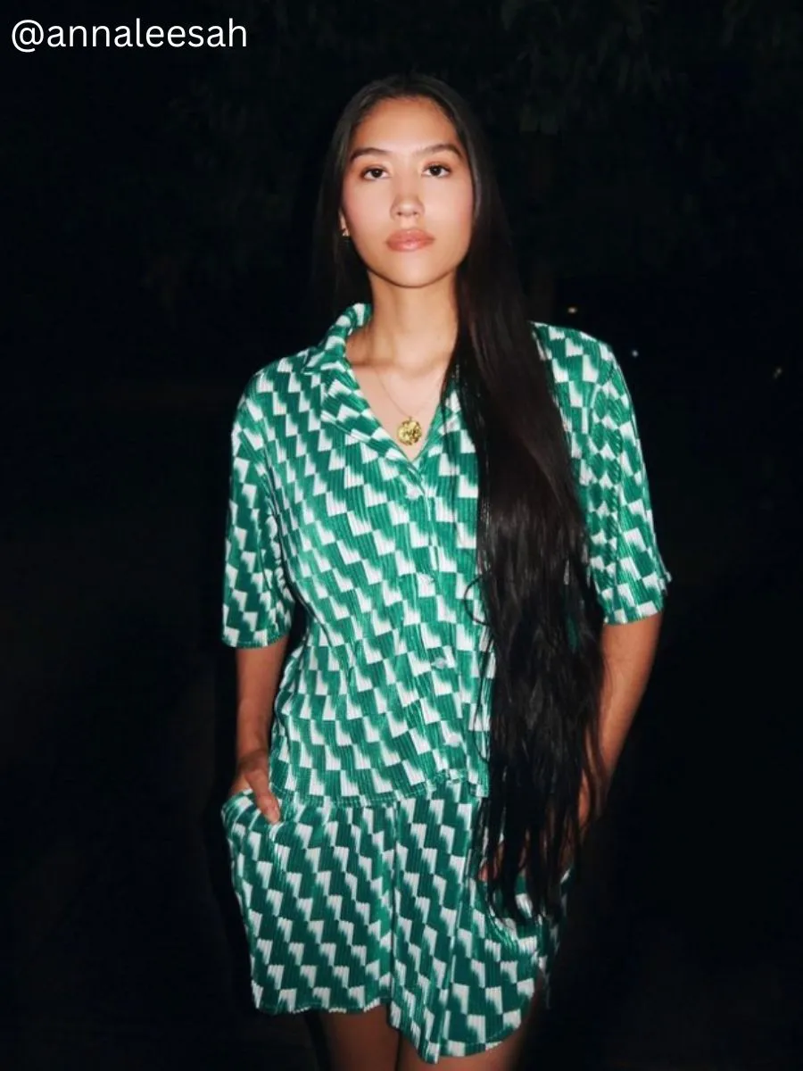 LESLIE BUTTON DOWN+SHORT SET-JADE sold by Lucca Couture product image thumbnail 2