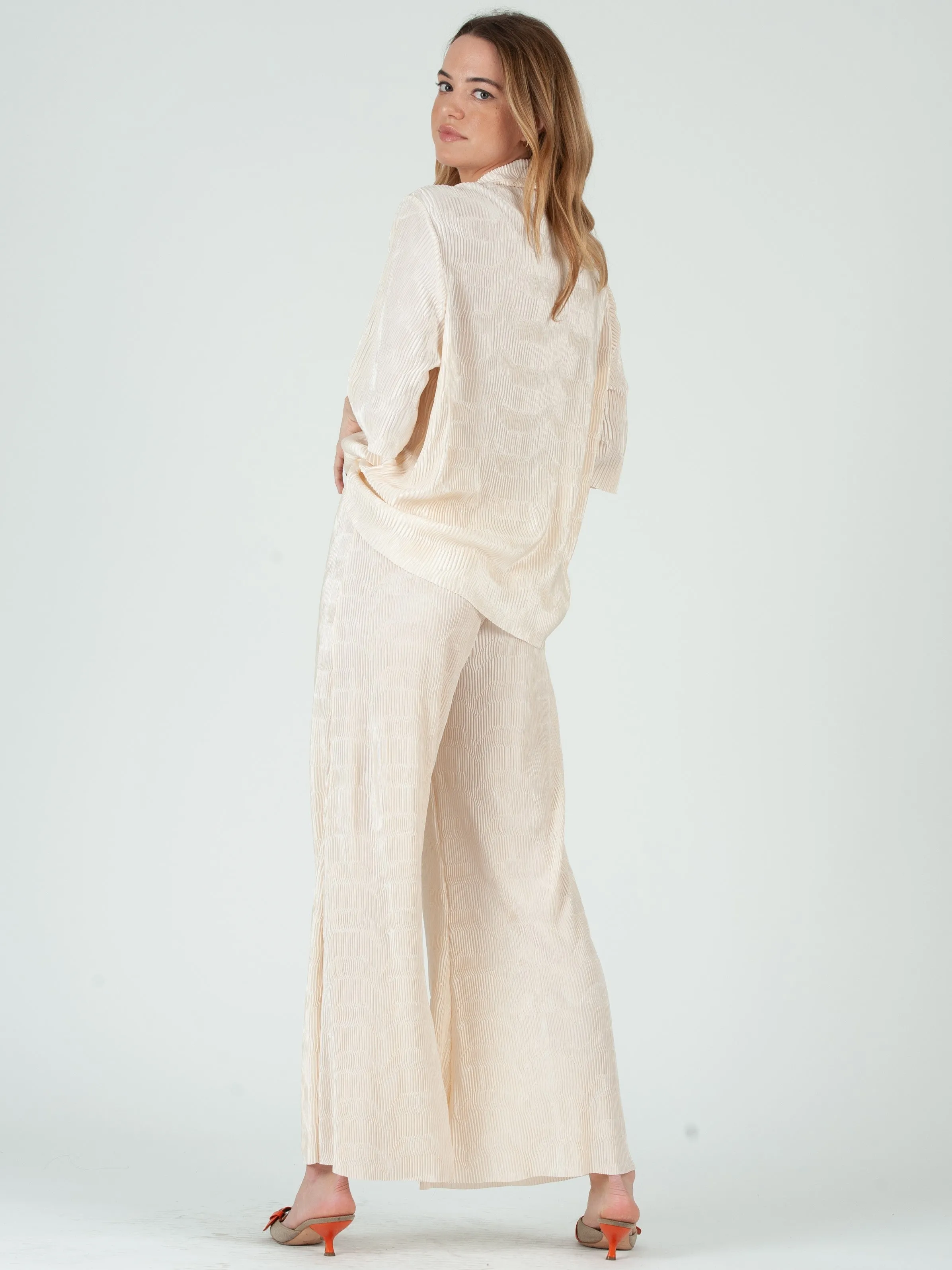 RALEIGH BUTTON DOWN TOP AND PANT SET-CREME sold by Lucca Couture product image thumbnail 4