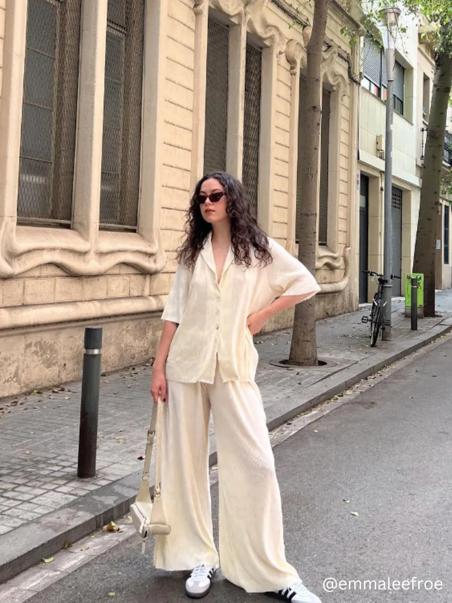 RALEIGH BUTTON DOWN TOP AND PANT SET-CREME sold by Lucca Couture product image thumbnail 2