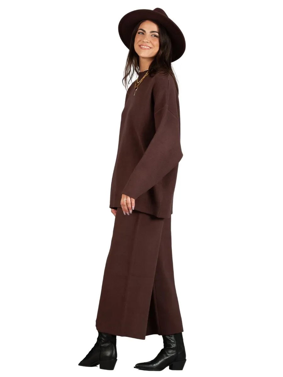 MERI SWEATER PANTS-BROWN sold by Lucca Couture product image thumbnail 2