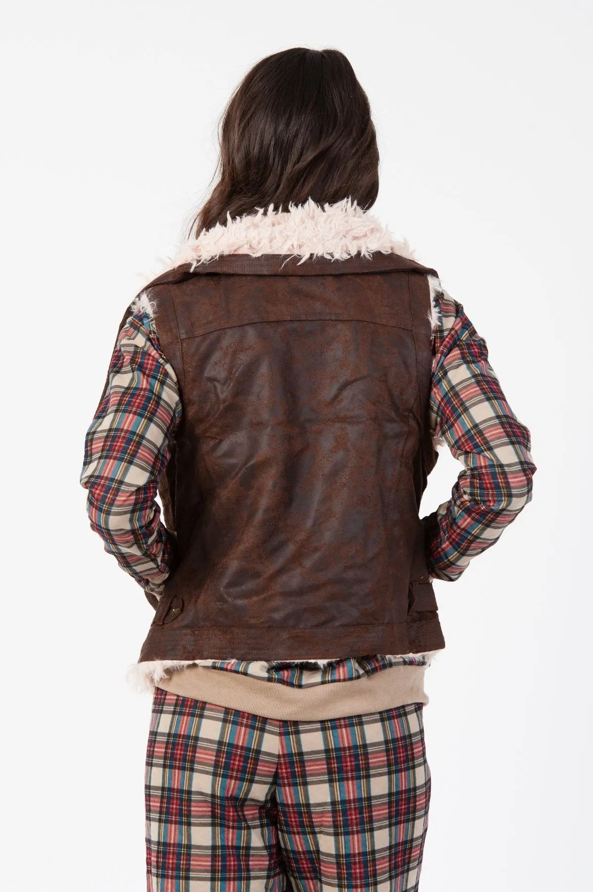 QUILTED JOGGER PANT-TAN RED PLAID sold by Lucca Couture product image thumbnail 4