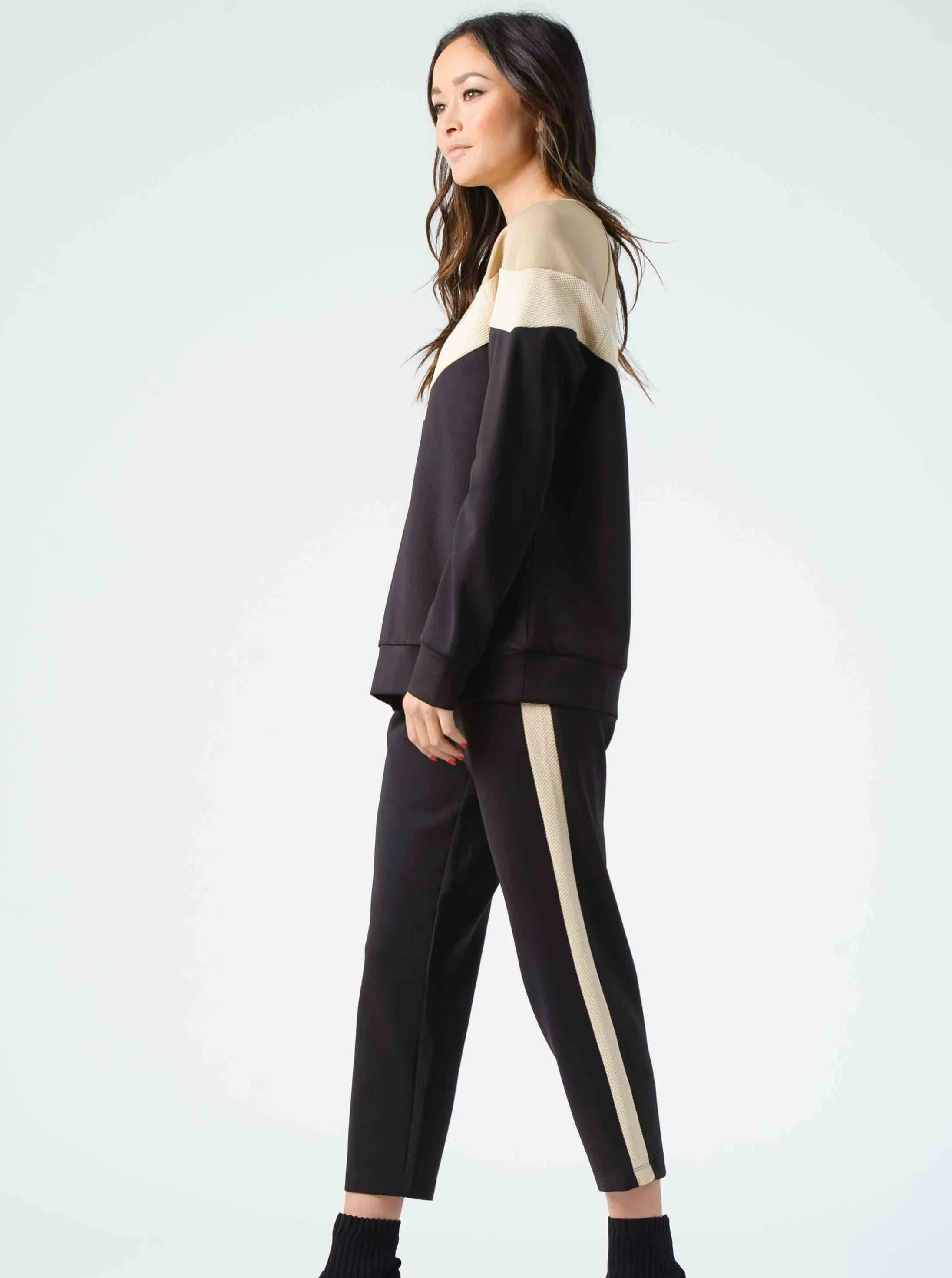 BINET CONTRAST STRIPE PANTS-MACCHIATO sold by Lucca Couture product image thumbnail 3