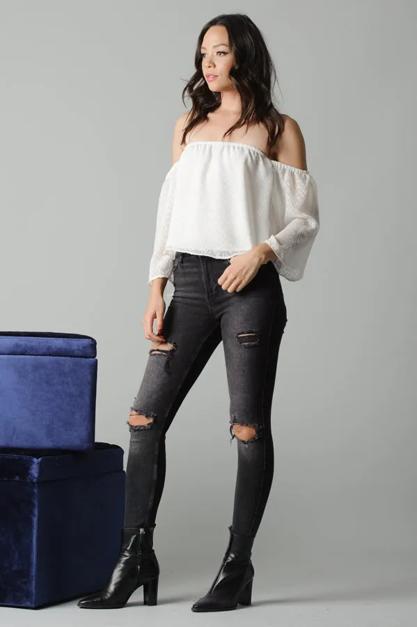 AUBREE OFF THE SHOULDER TOP-WHITE sold by Lucca Couture product image thumbnail 2